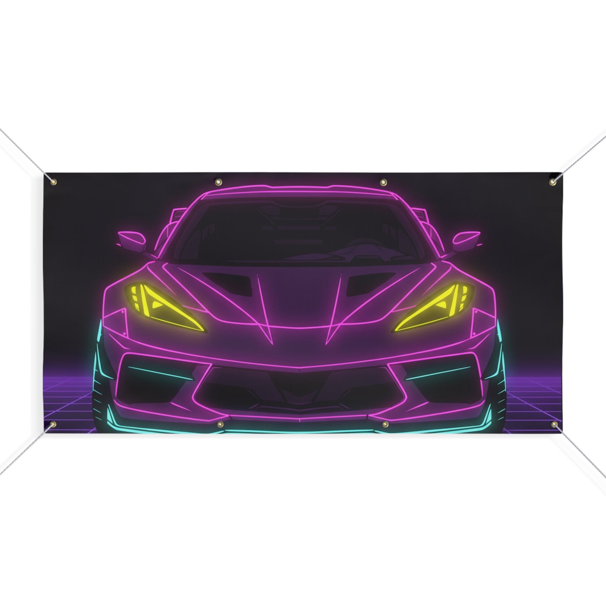 Corvette C8 (2020+) Neon Synthwave Banner