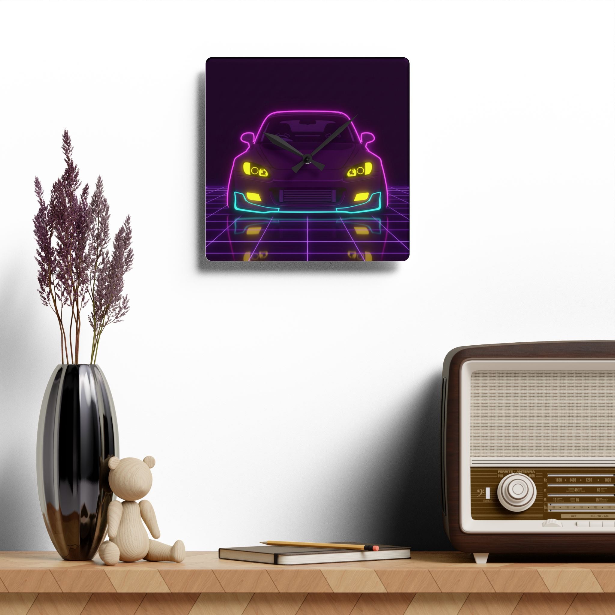 Honda S2000 (1999-09) Neon Synthwave Wall Clock