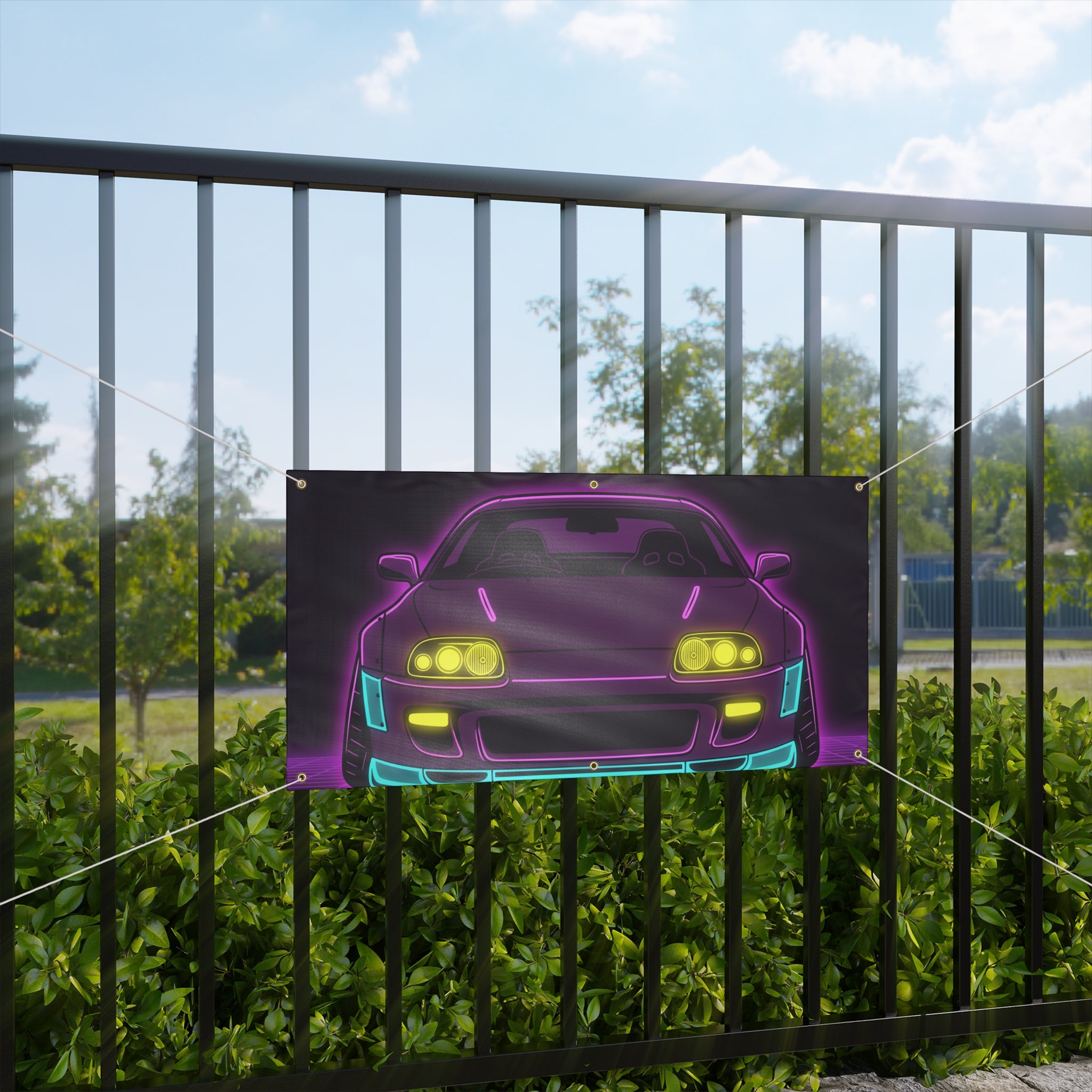 Toyota Supra MK4 Neon Synthwave Banner