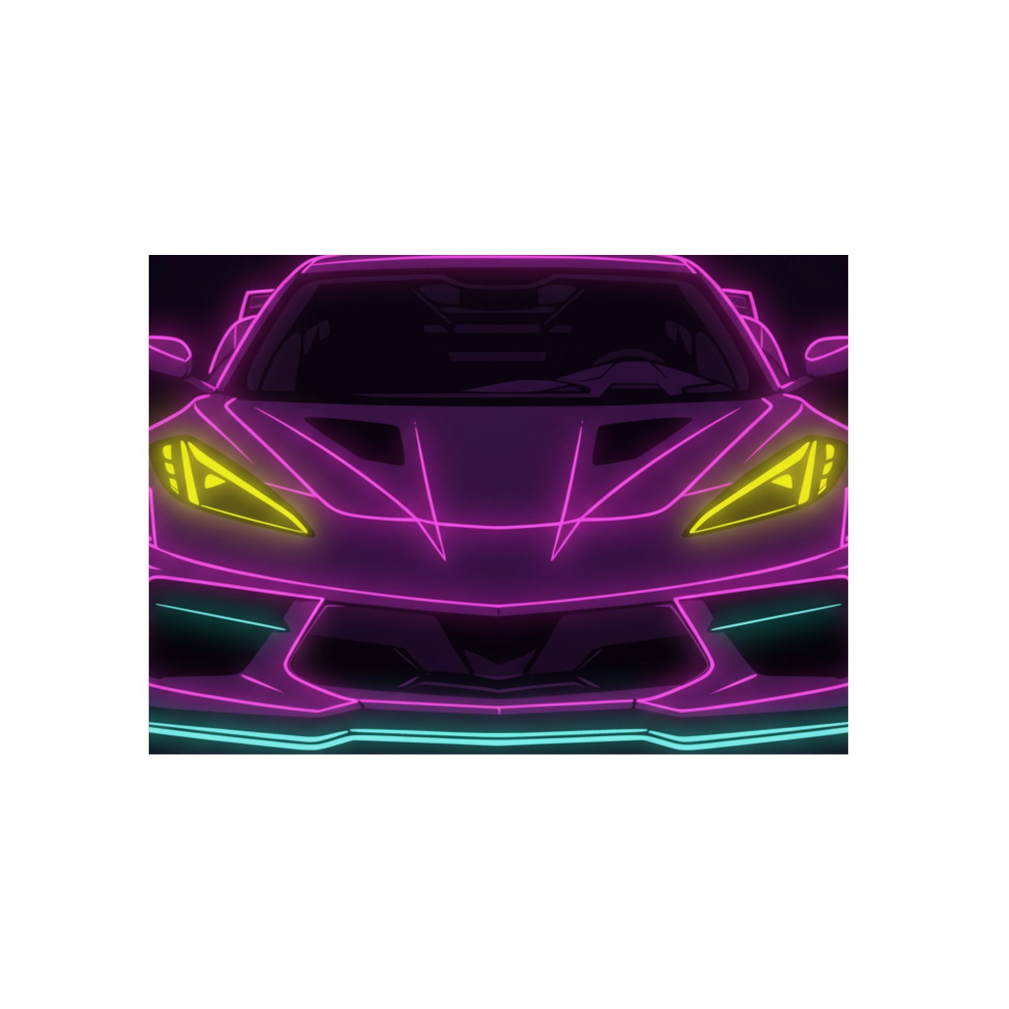 Corvette C8 (2020+) Neon Synthwave Metal Wall Sign