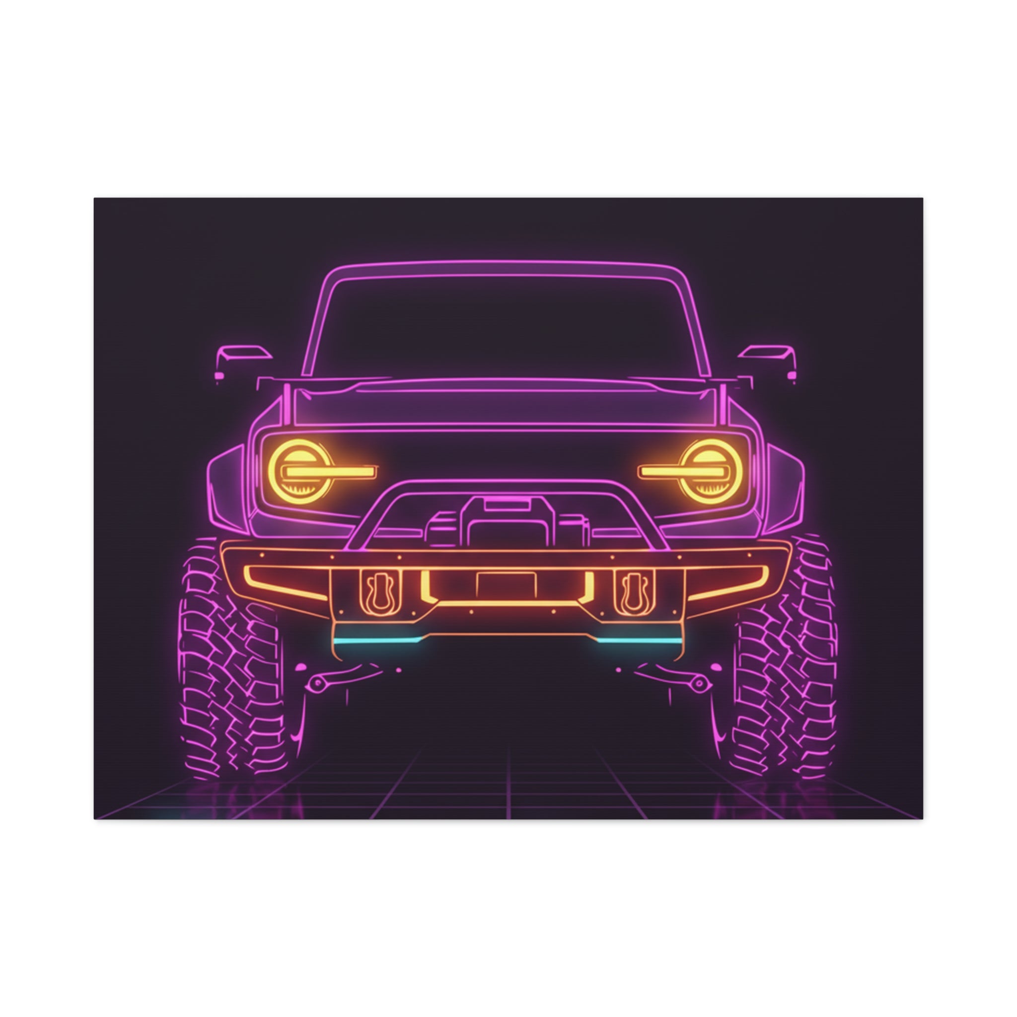 Ford Bronco (2021+) Neon Synthwave Canvas Wall Art