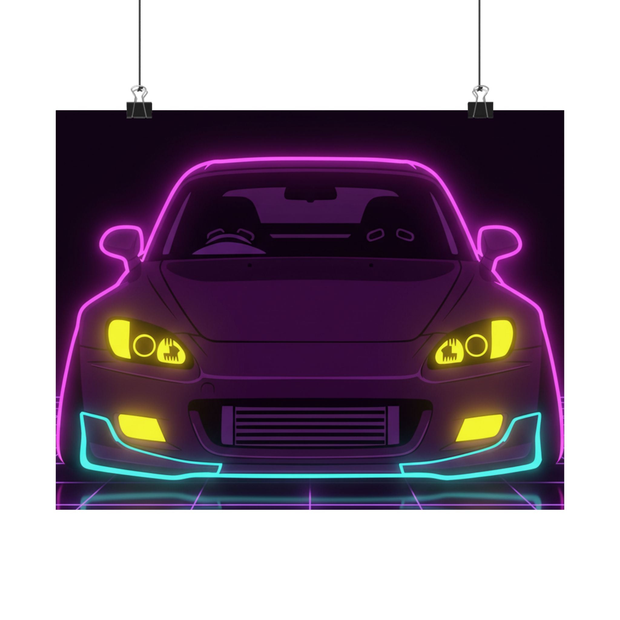 Honda S2000 (1999-09) Neon Synthwave Poster