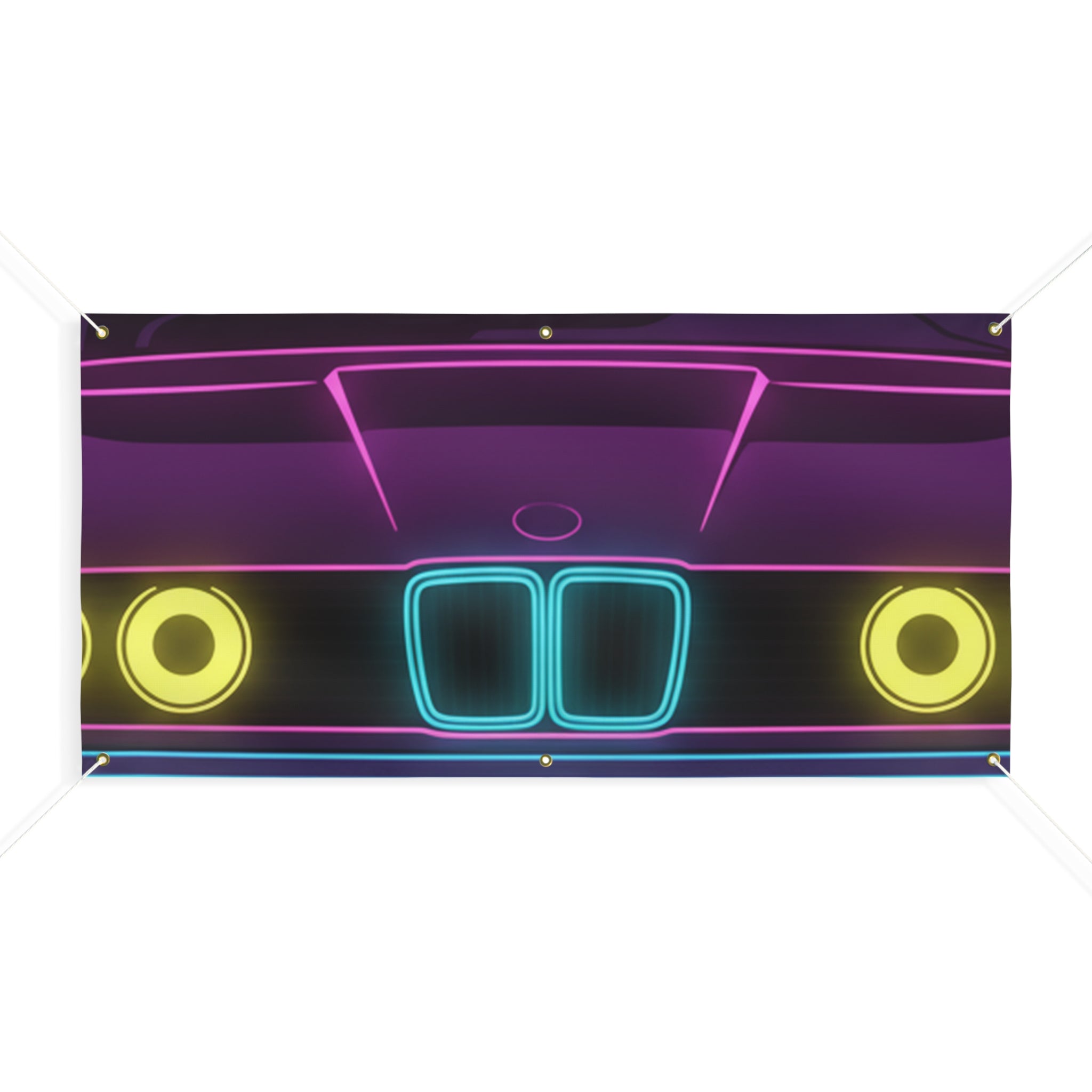 BMW E30 Neon Synthwave Banner