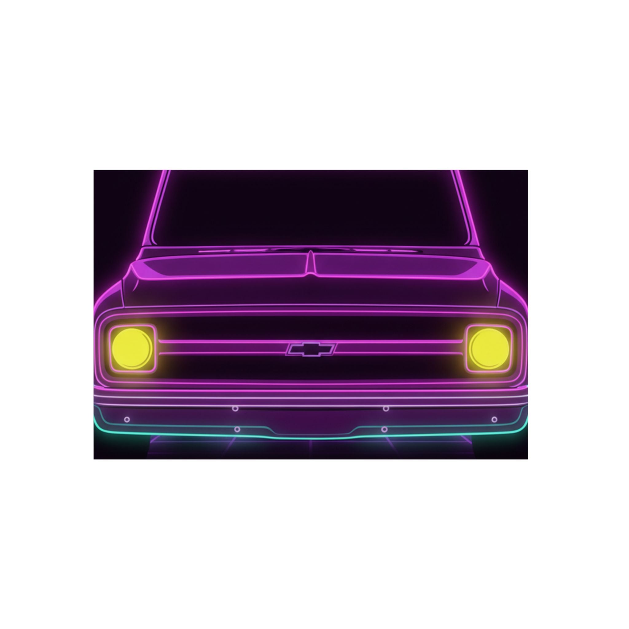 Chevy C10 Pickup (1967-72) Pro-Touring Neon Synthwave Metal Wall Sign