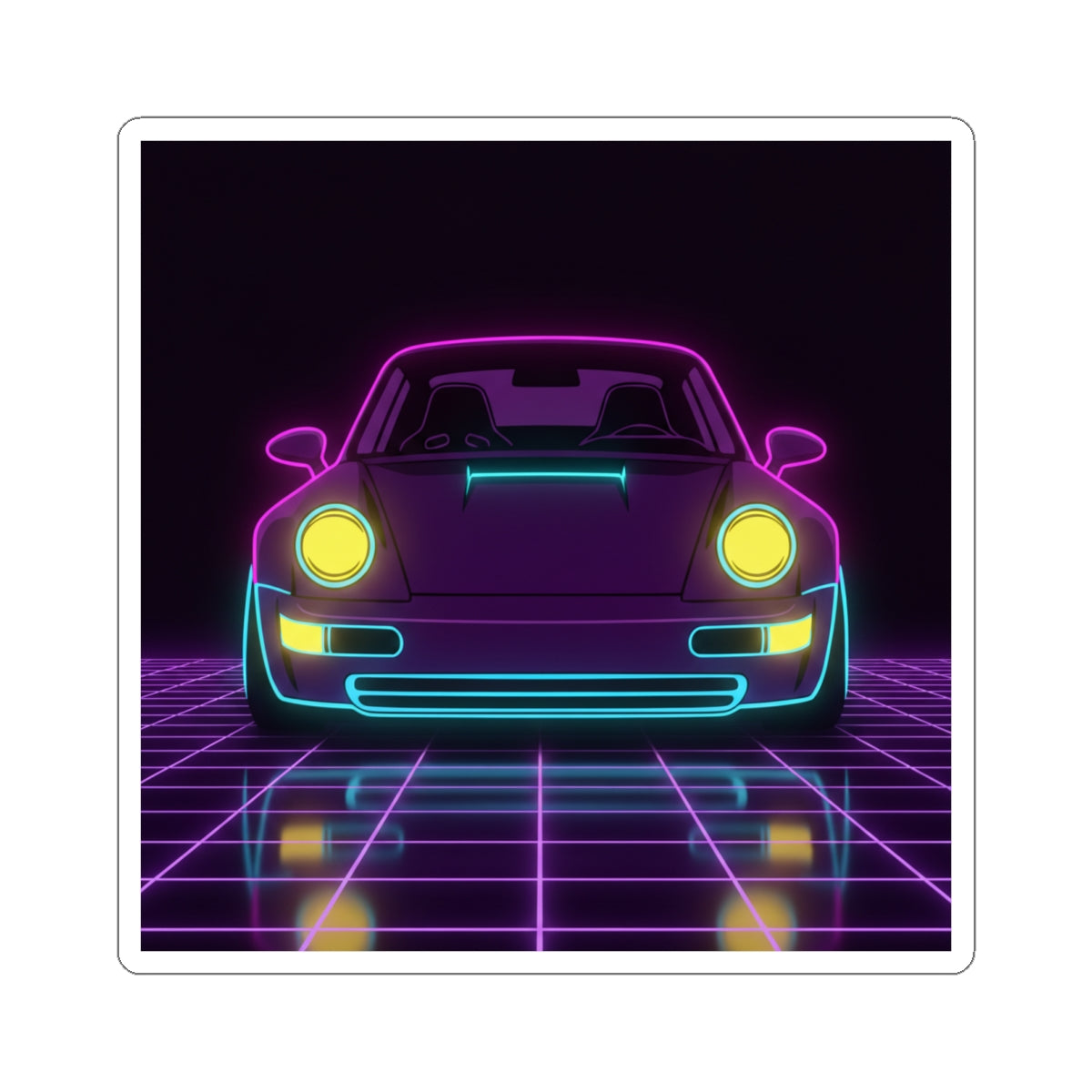 Porsche 964 Singer Neon Synthwave Sticker