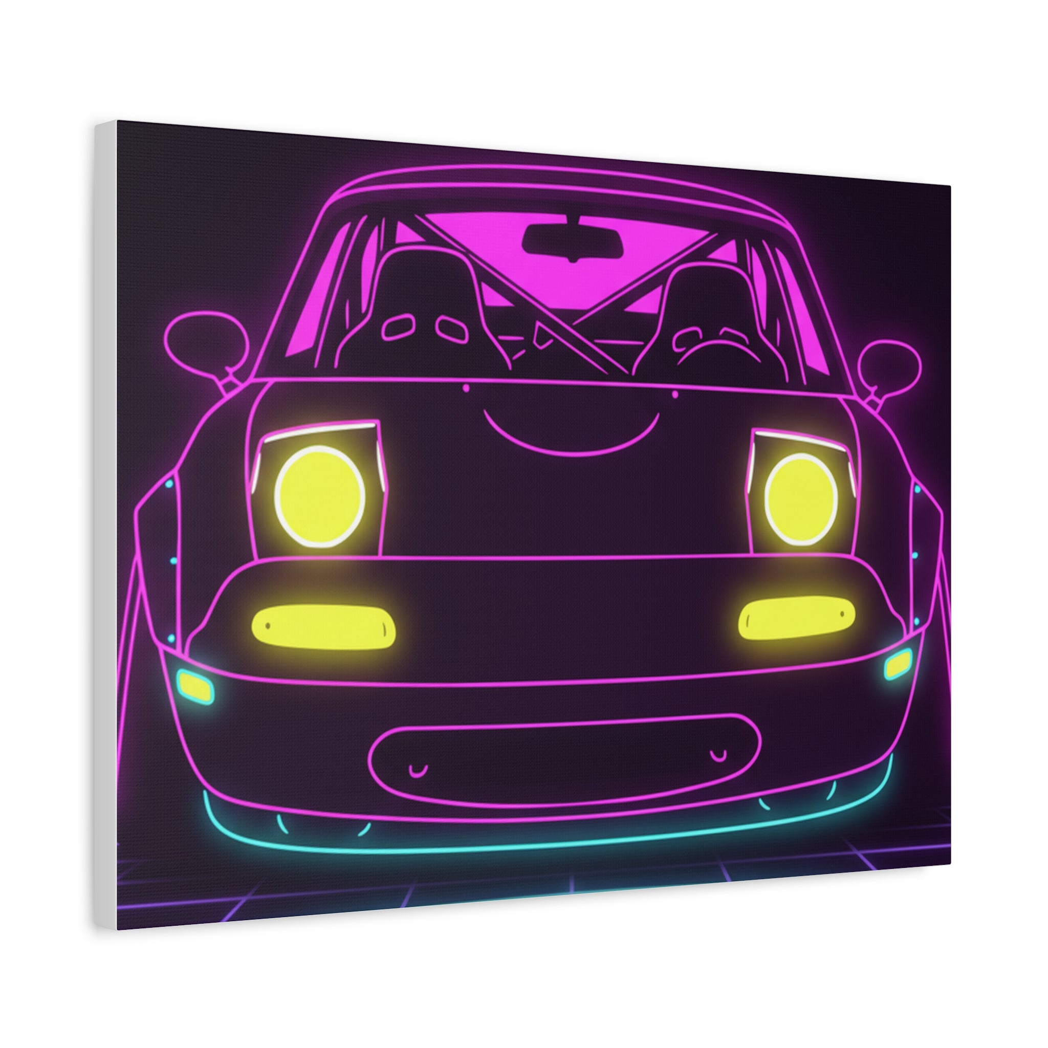 Mazda Miata NA (1989-97) Neon Synthwave Canvas Wall Art