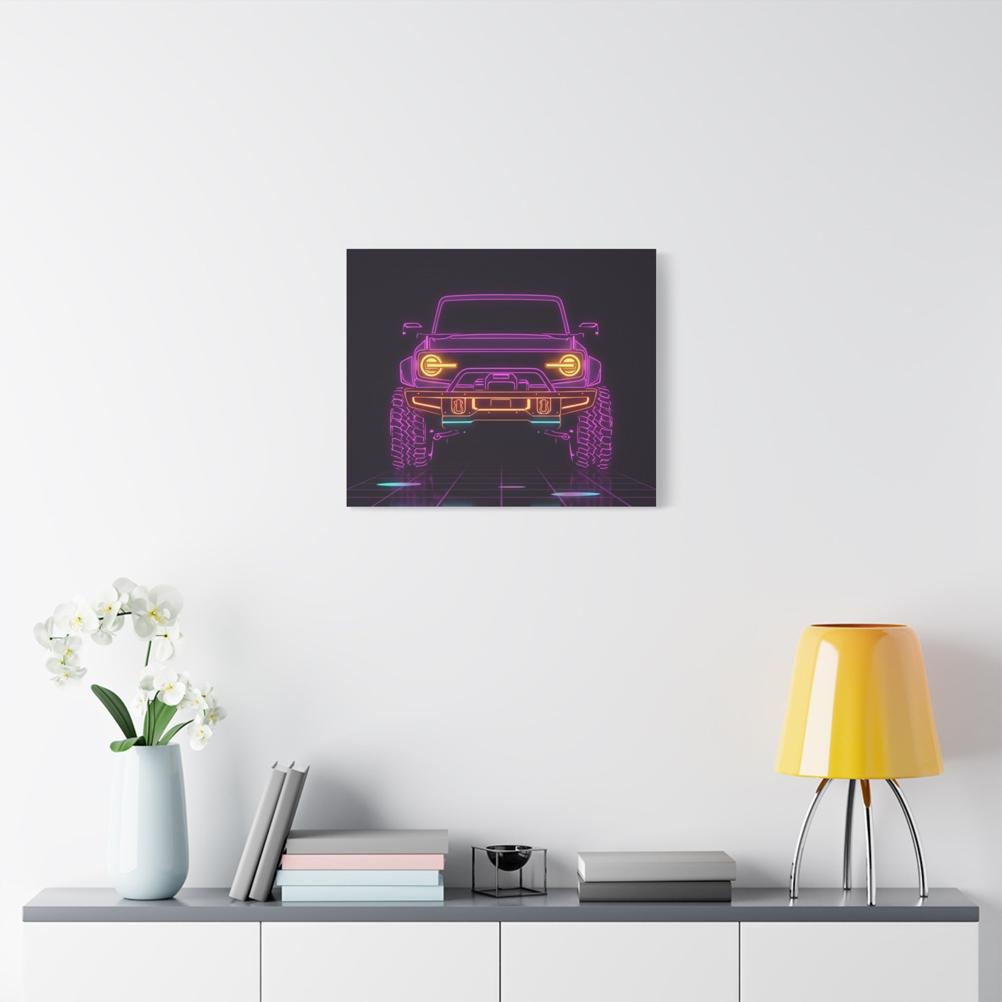 Ford Bronco (2021+) Neon Synthwave Canvas Wall Art