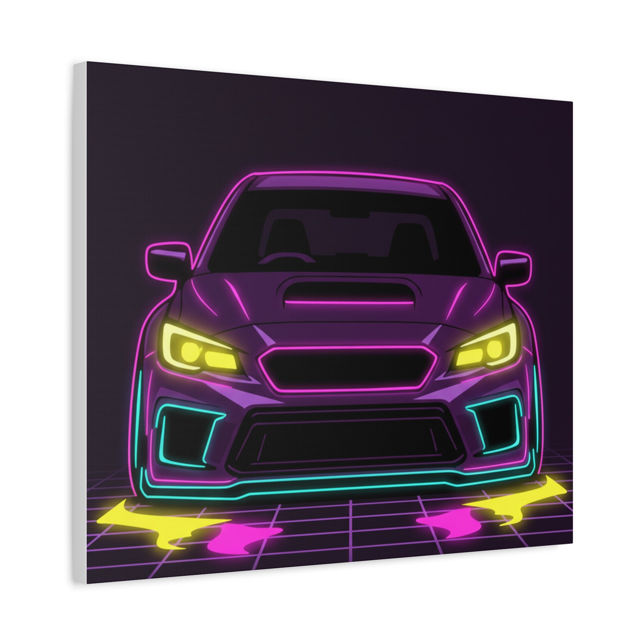 Subaru WRX STI Neon Synthwave Canvas Wall Art