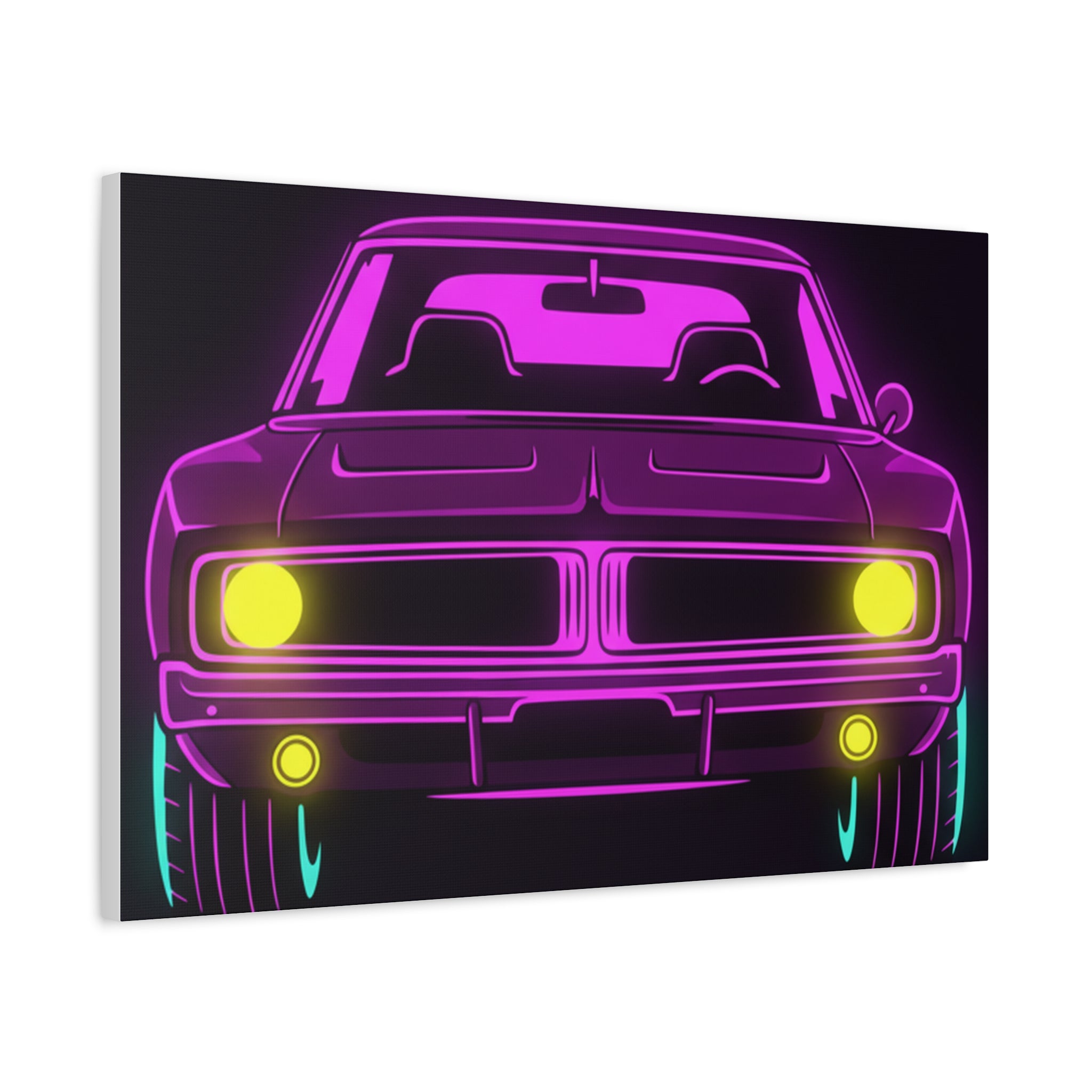 Dodge Charger R/T (1968-70) Resto-Mod Neon Synthwave Canvas Wall Art