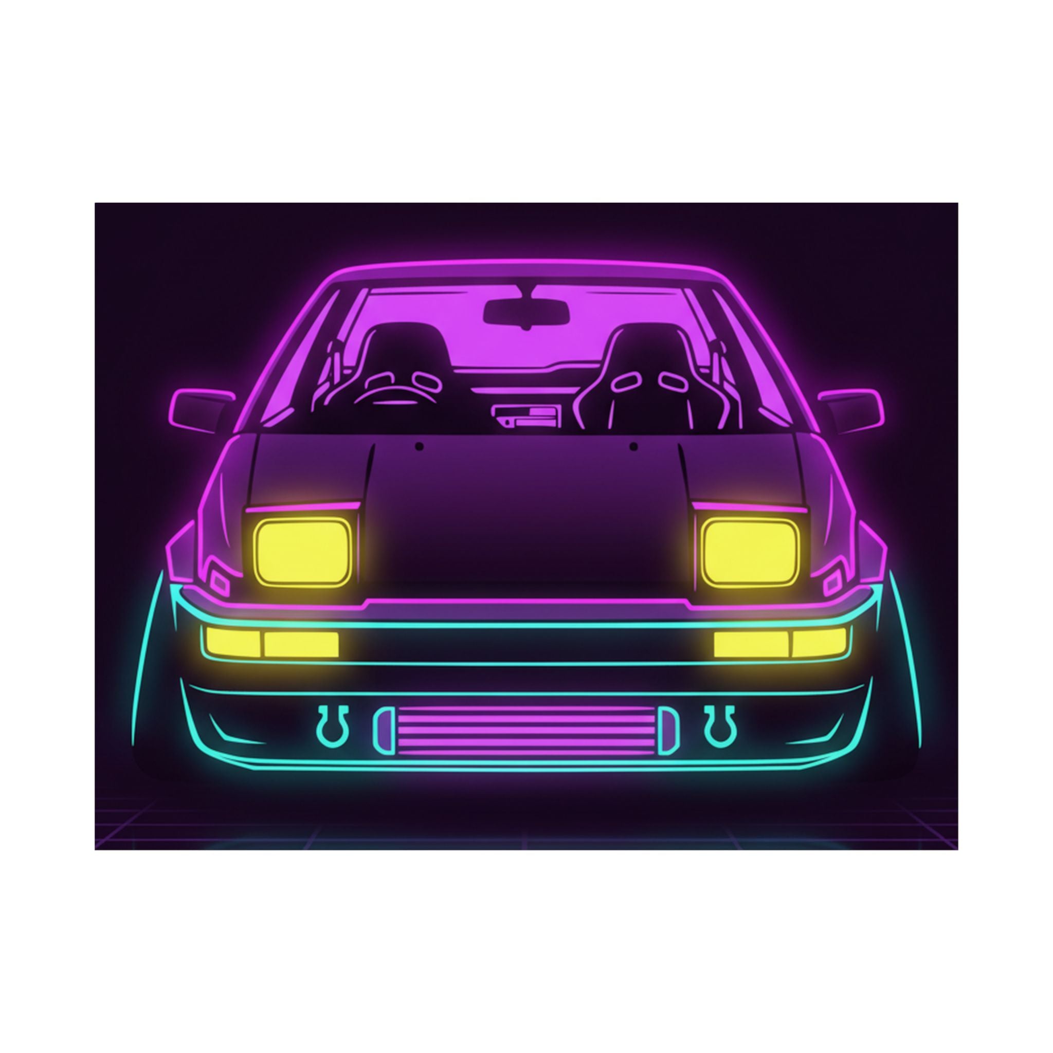 Toyota AE86 (1983-87) Neon Synthwave Poster
