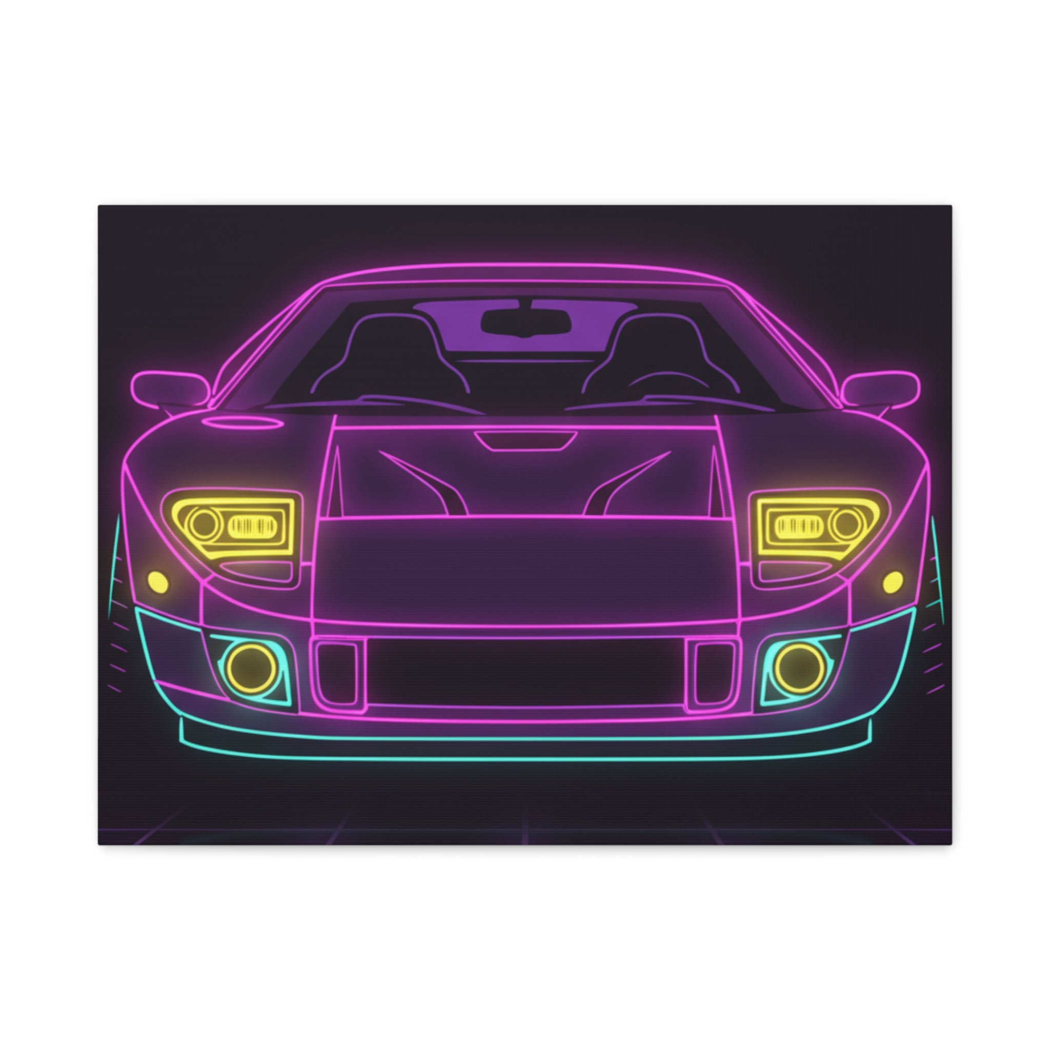 Ford GT40 (1964-69) Neon Synthwave Canvas Wall Art