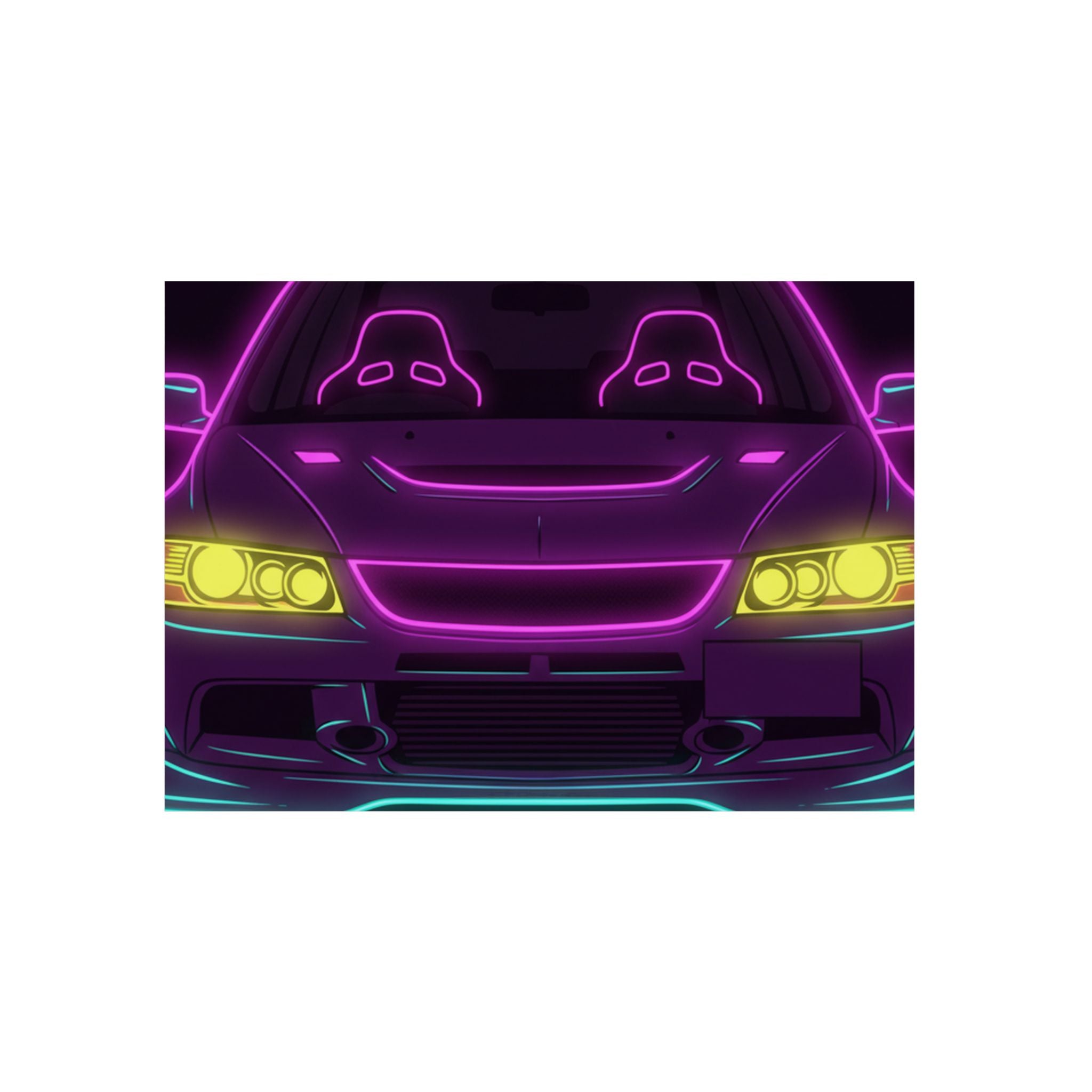 Mitsubishi Evo IX (2005-07) Neon Synthwave Metal Wall Sign