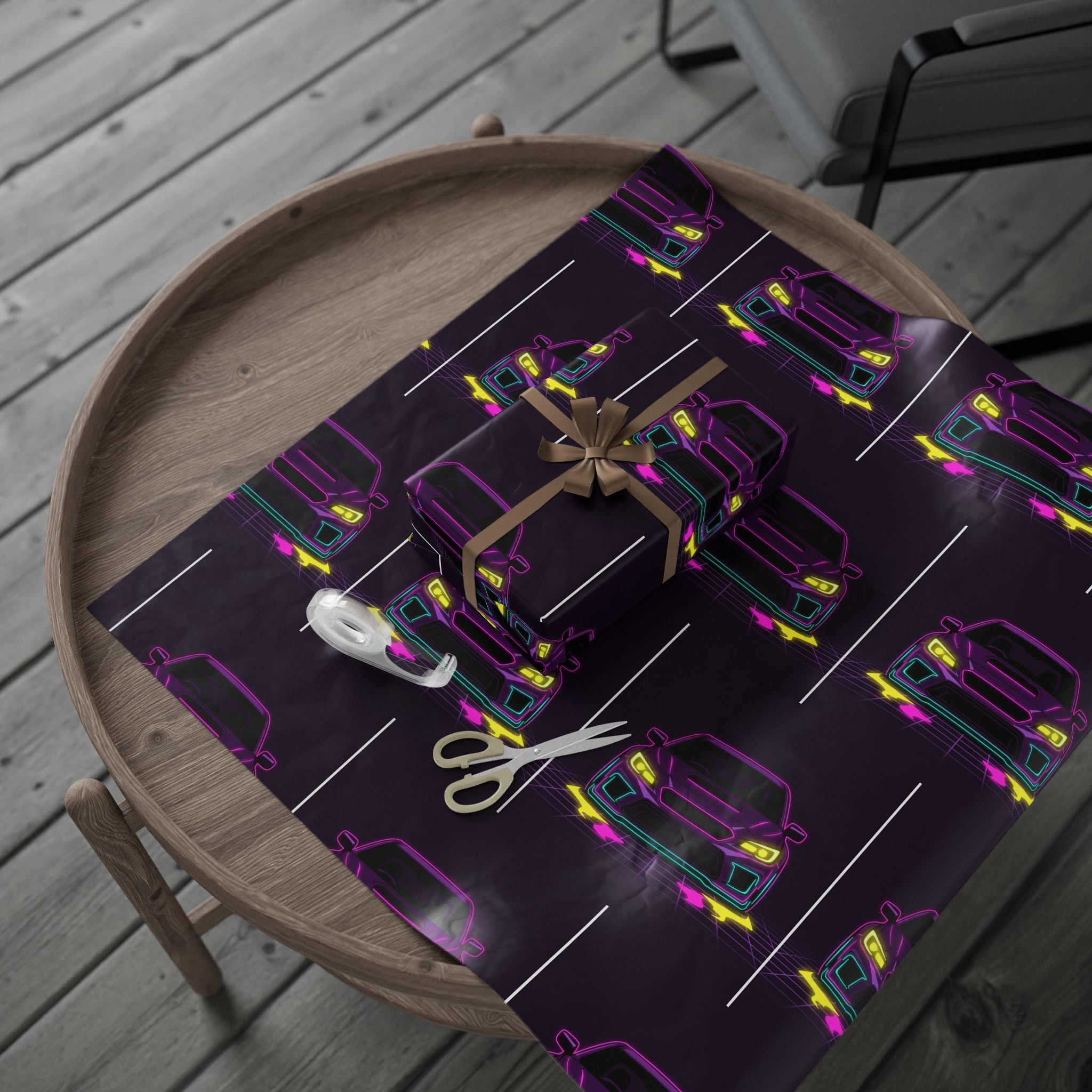 Subaru WRX STI Neon Synthwave Gift Wrapping Paper