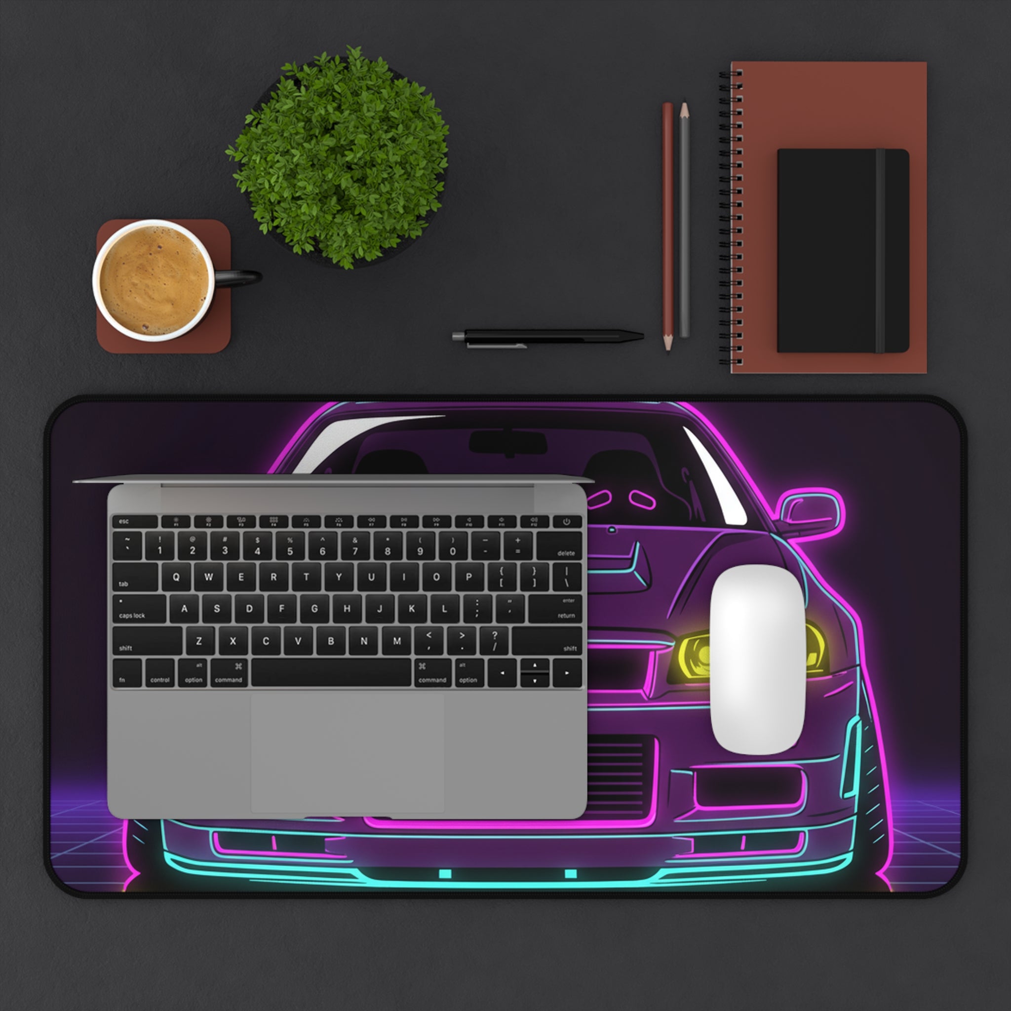 Nissan GT-R Neon Synthwave Desk Mat