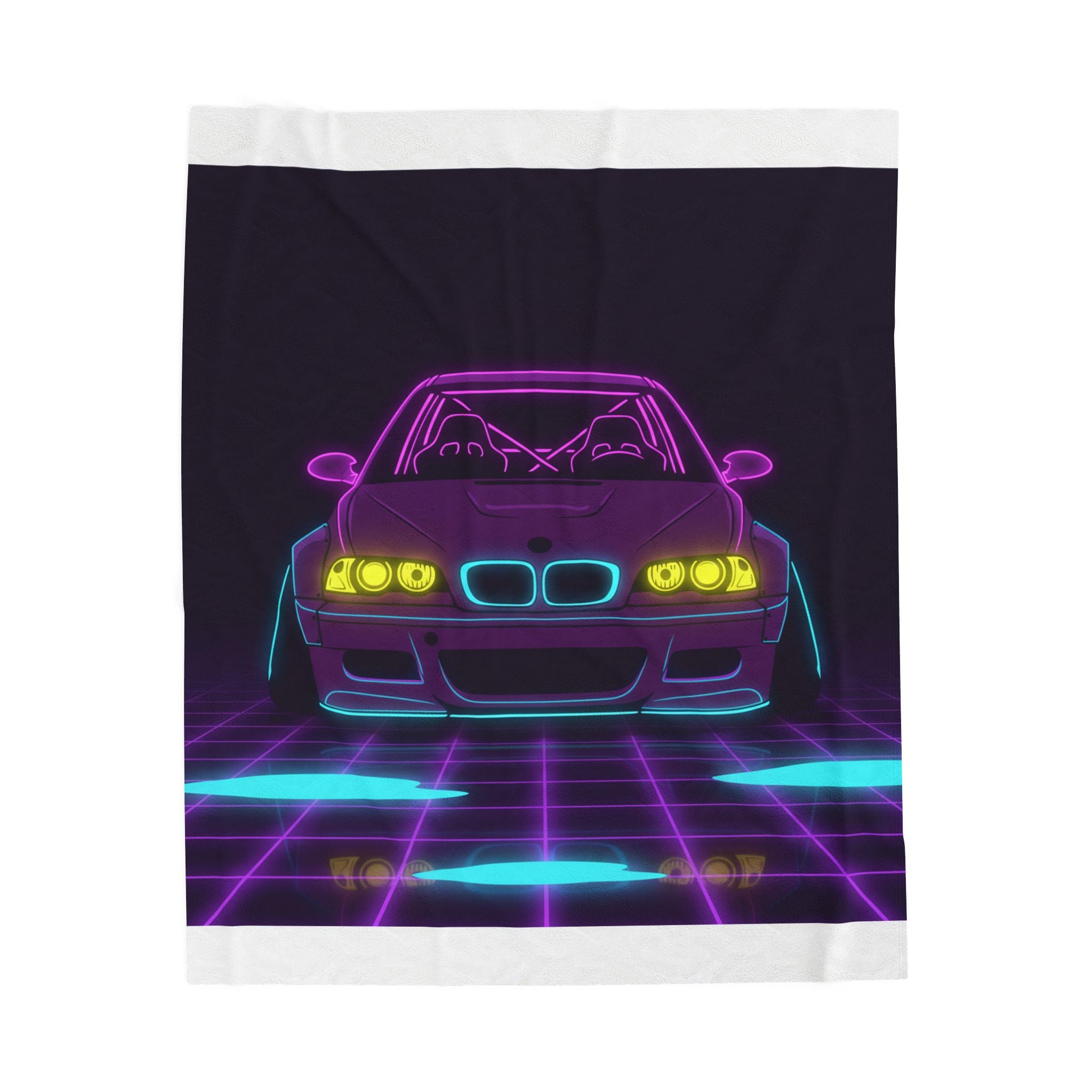 BMW E46 M3 (2000-06) Neon Synthwave Velveteen Plush Blanket