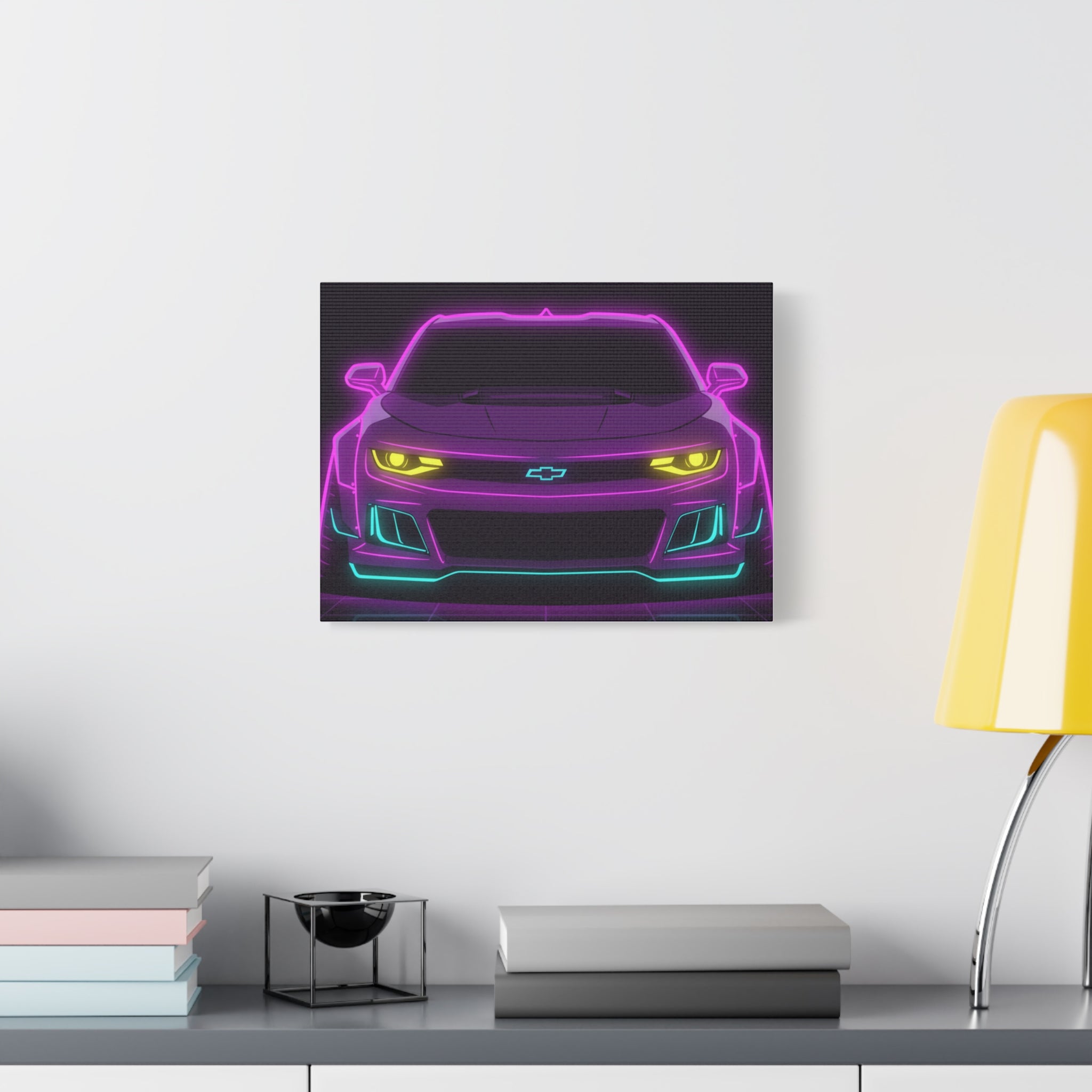 Chevrolet Camaro ZL1 Neon Synthwave Canvas Wall Art