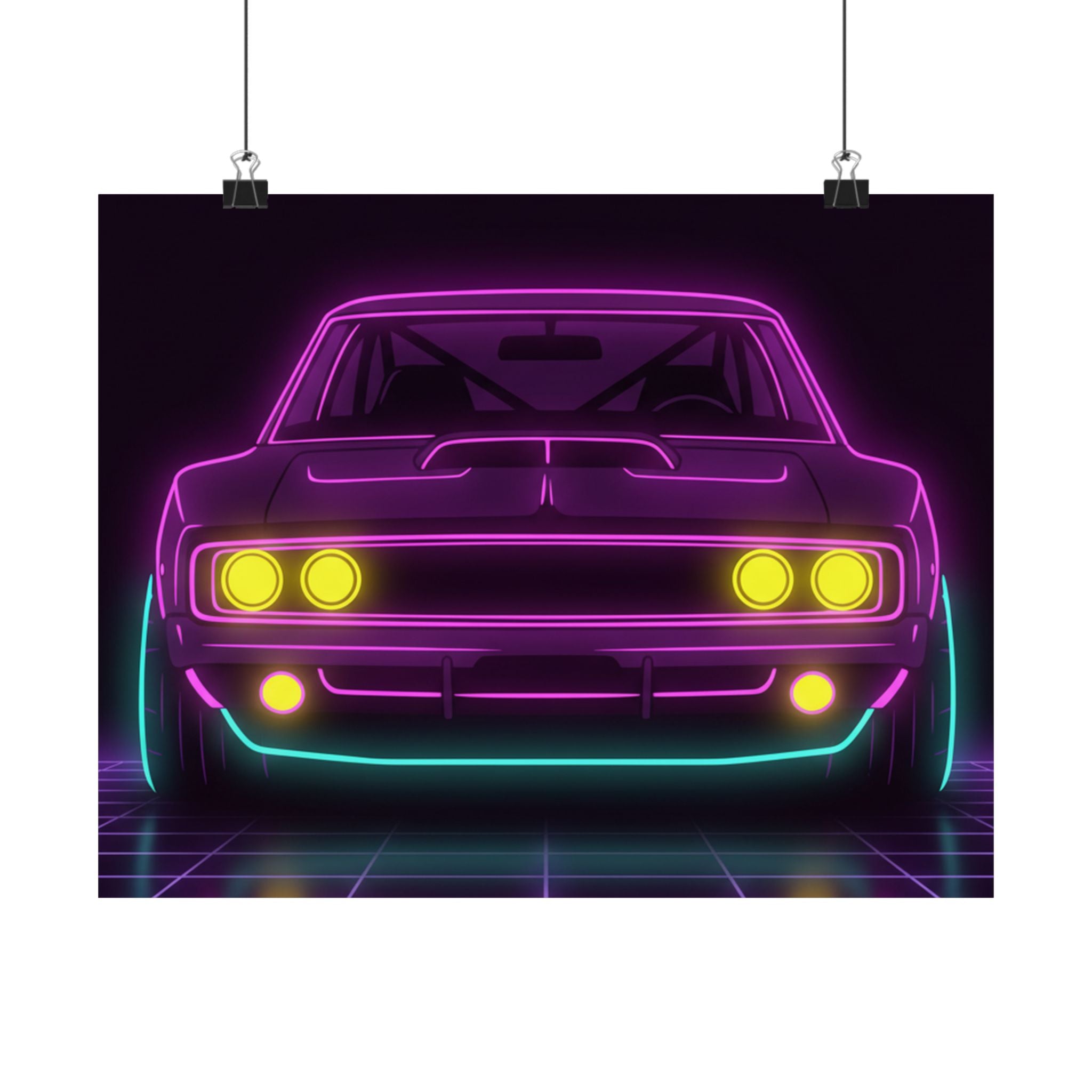 Dodge Charger R/T (1968-70) Neon Synthwave Poster