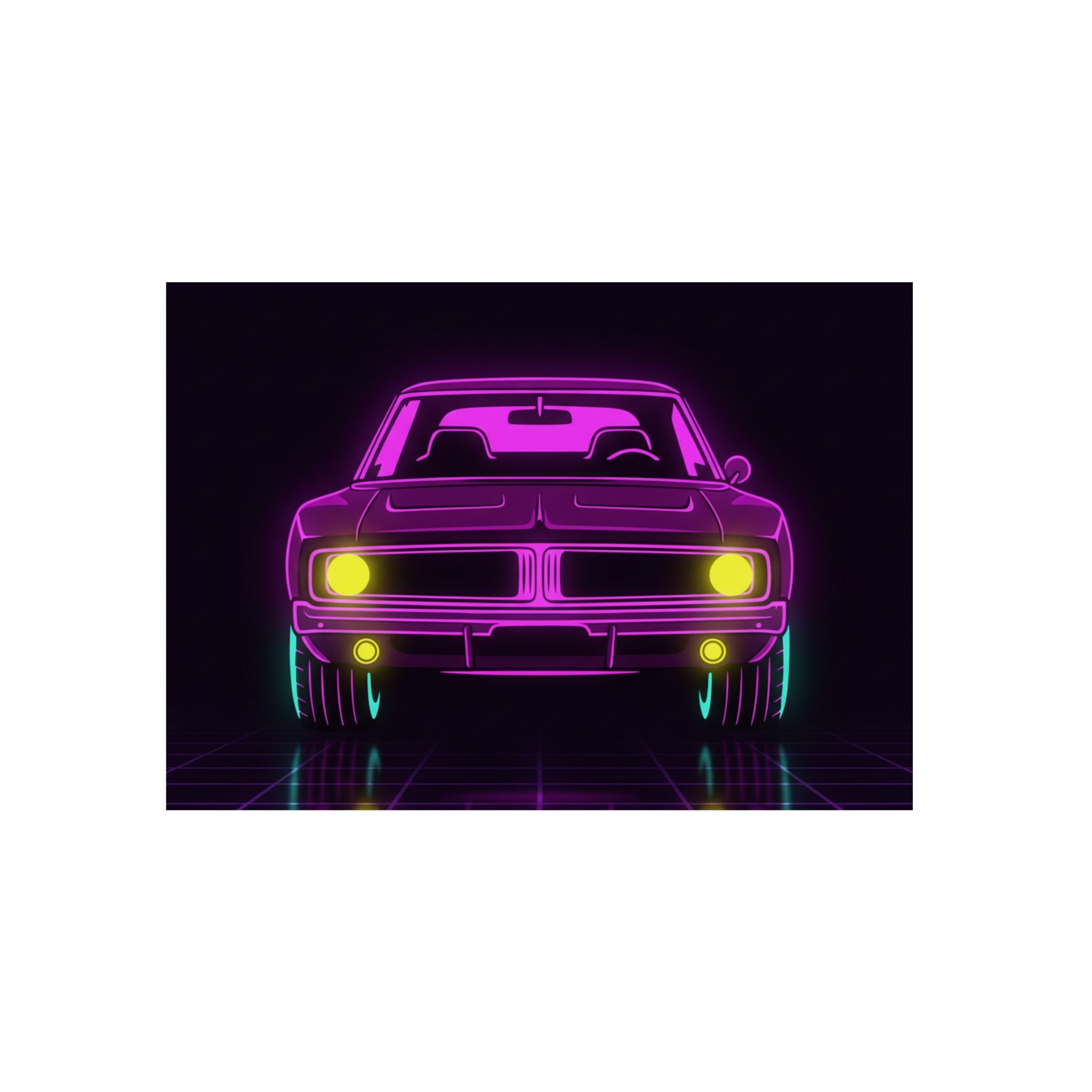 Dodge Charger R/T (1968-70) Resto-Mod Neon Synthwave Metal Wall Sign