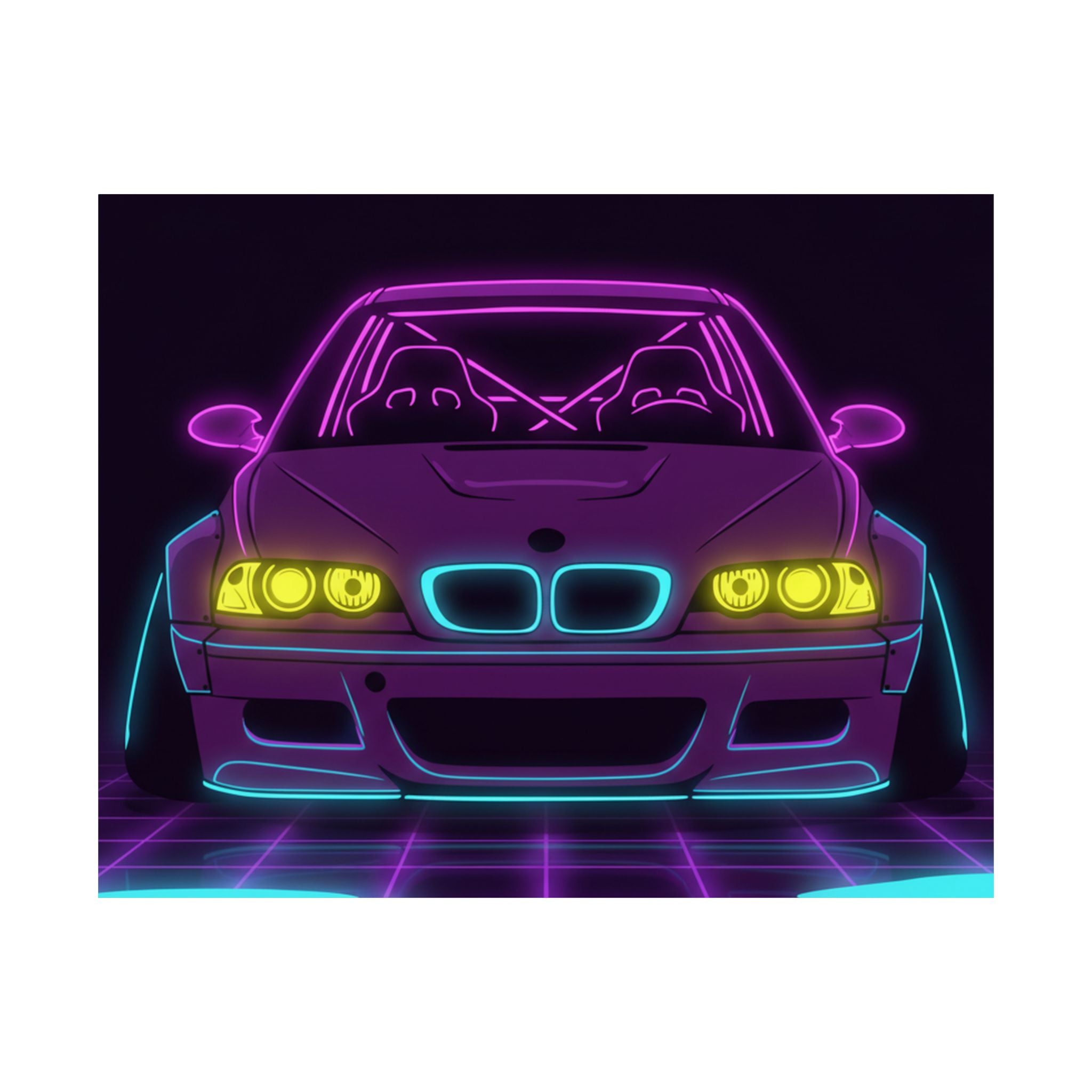 BMW E46 M3 (2000-06) Neon Synthwave Poster