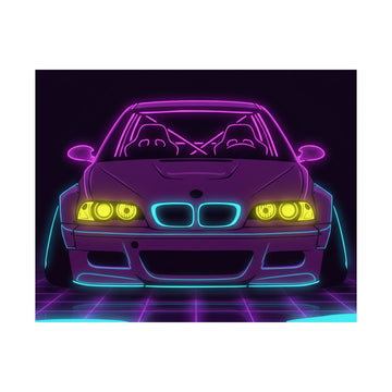 BMW E46 M3 (2000-06) Neon Synthwave Poster