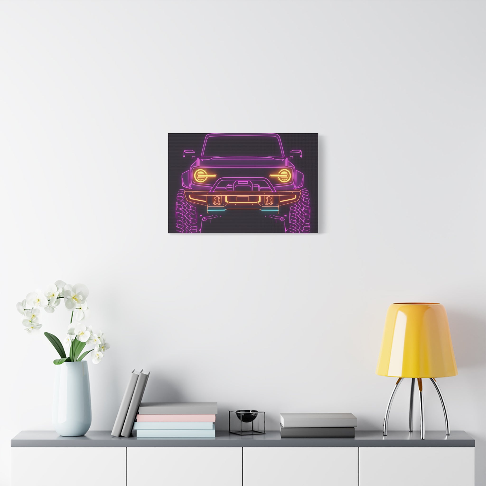 Ford Bronco (2021+) Neon Synthwave Canvas Wall Art