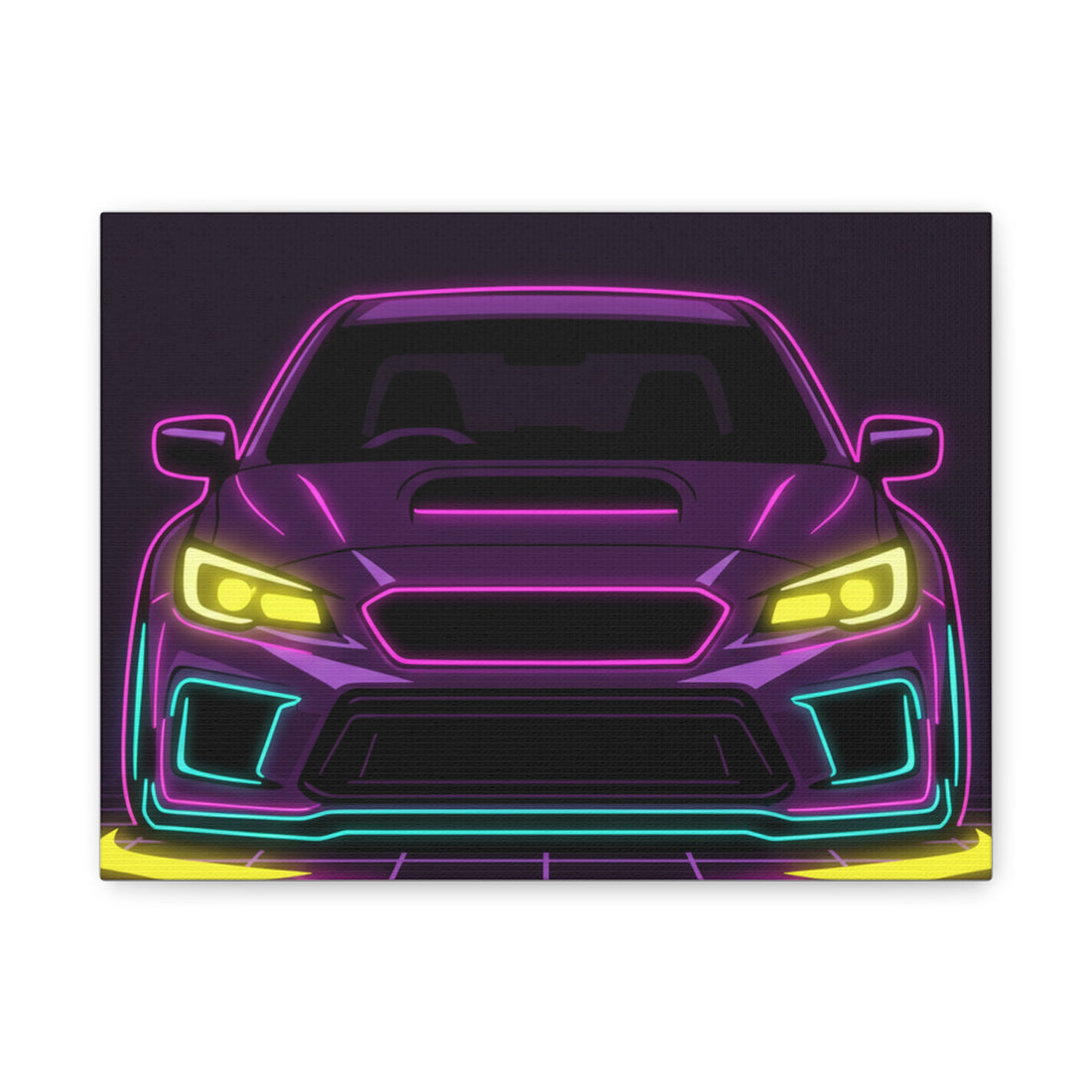 Subaru WRX STI Neon Synthwave Canvas Wall Art
