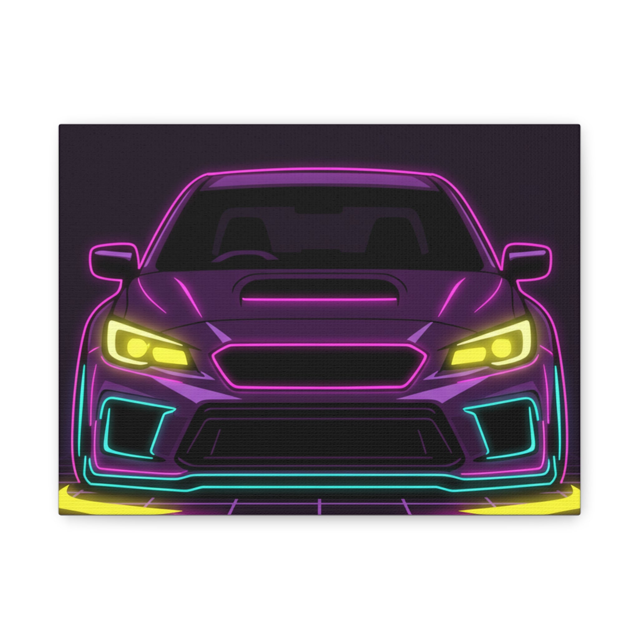 Subaru WRX STI Neon Synthwave Canvas Wall Art