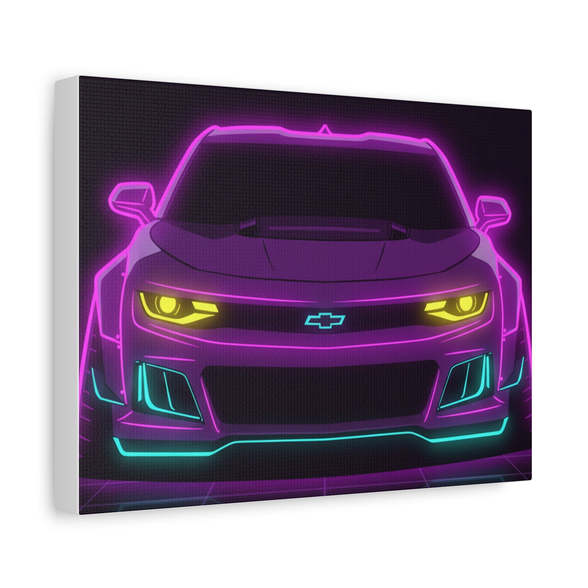 Chevrolet Camaro ZL1 Neon Synthwave Canvas Wall Art