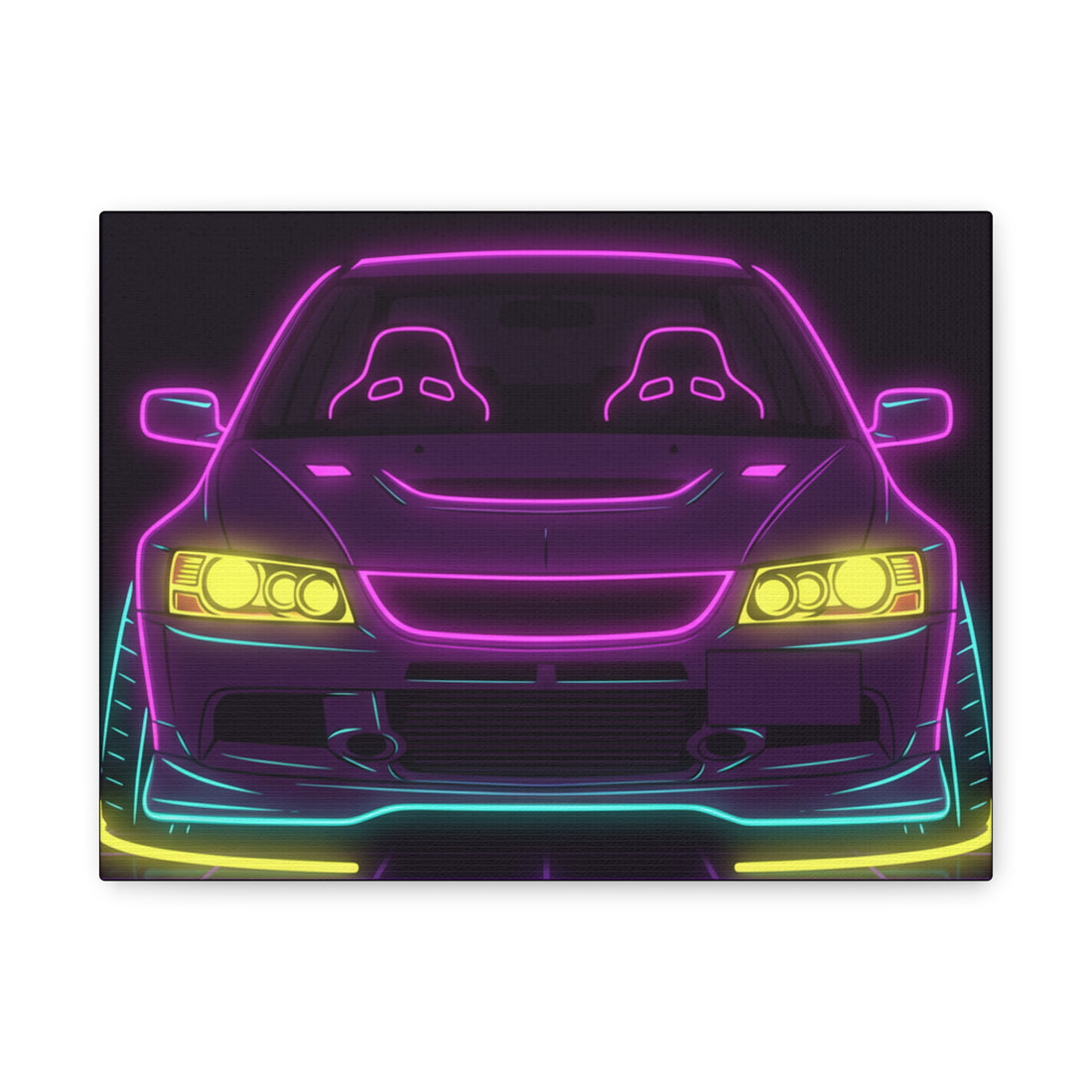 Mitsubishi Evo IX (2005-07) Neon Synthwave Canvas Wall Art