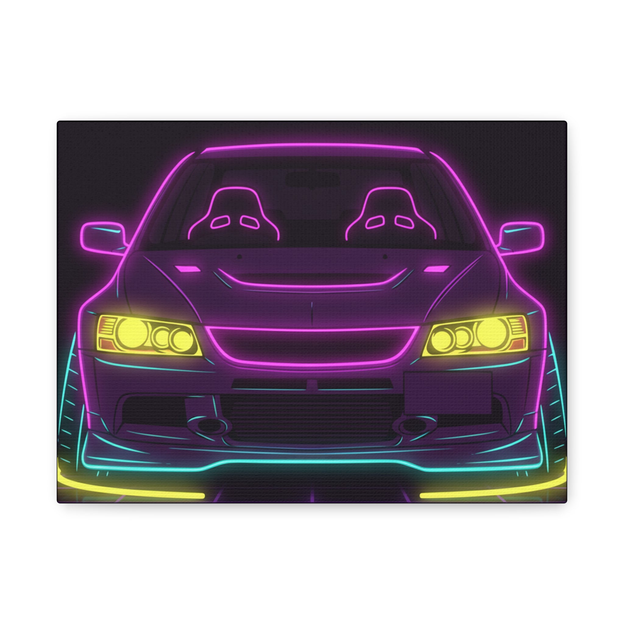 Mitsubishi Evo IX (2005-07) Neon Synthwave Canvas Wall Art