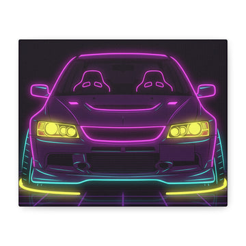 Mitsubishi Evo IX (2005-07) Neon Synthwave Canvas Wall Art