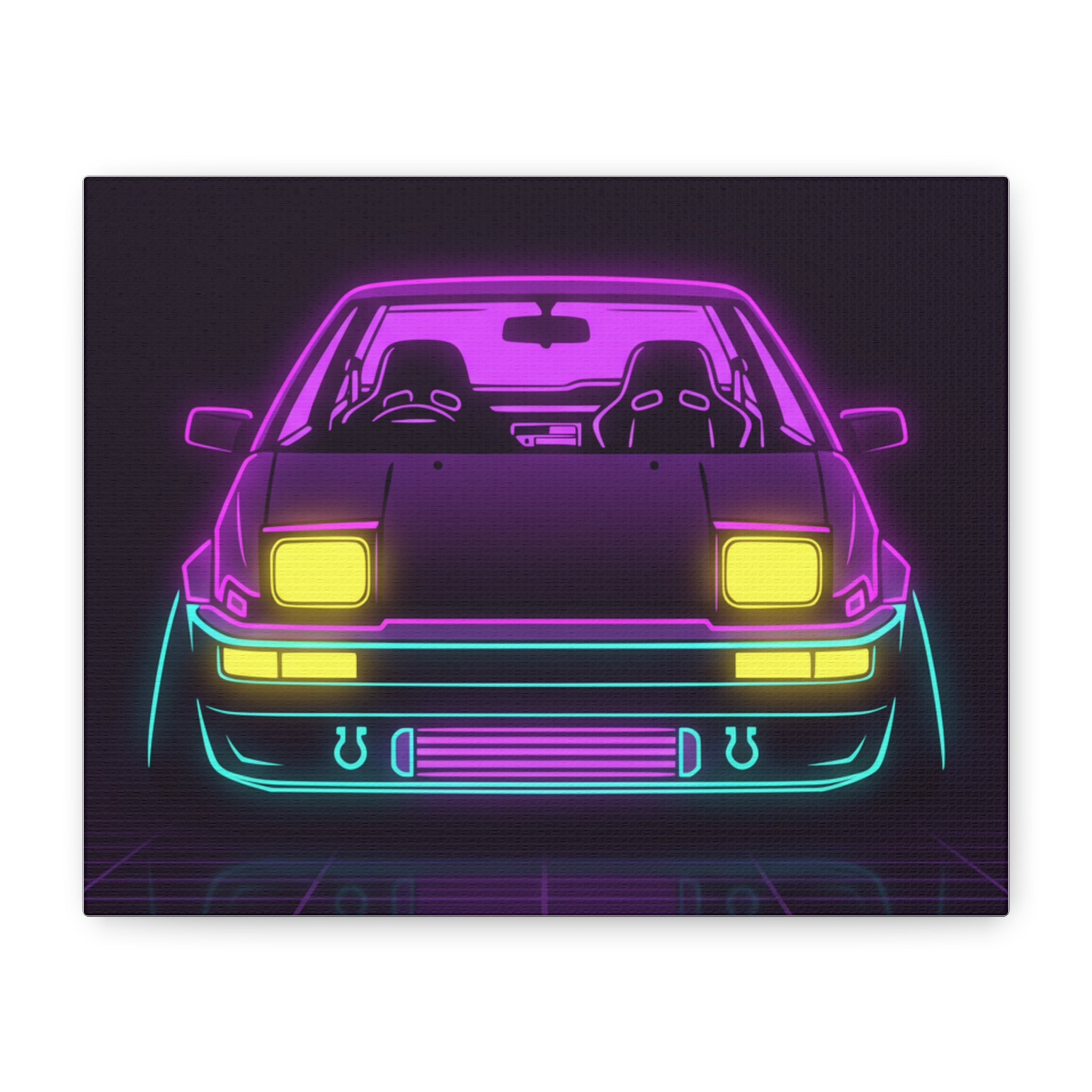 Toyota AE86 (1983-87) Neon Synthwave Canvas Wall Art