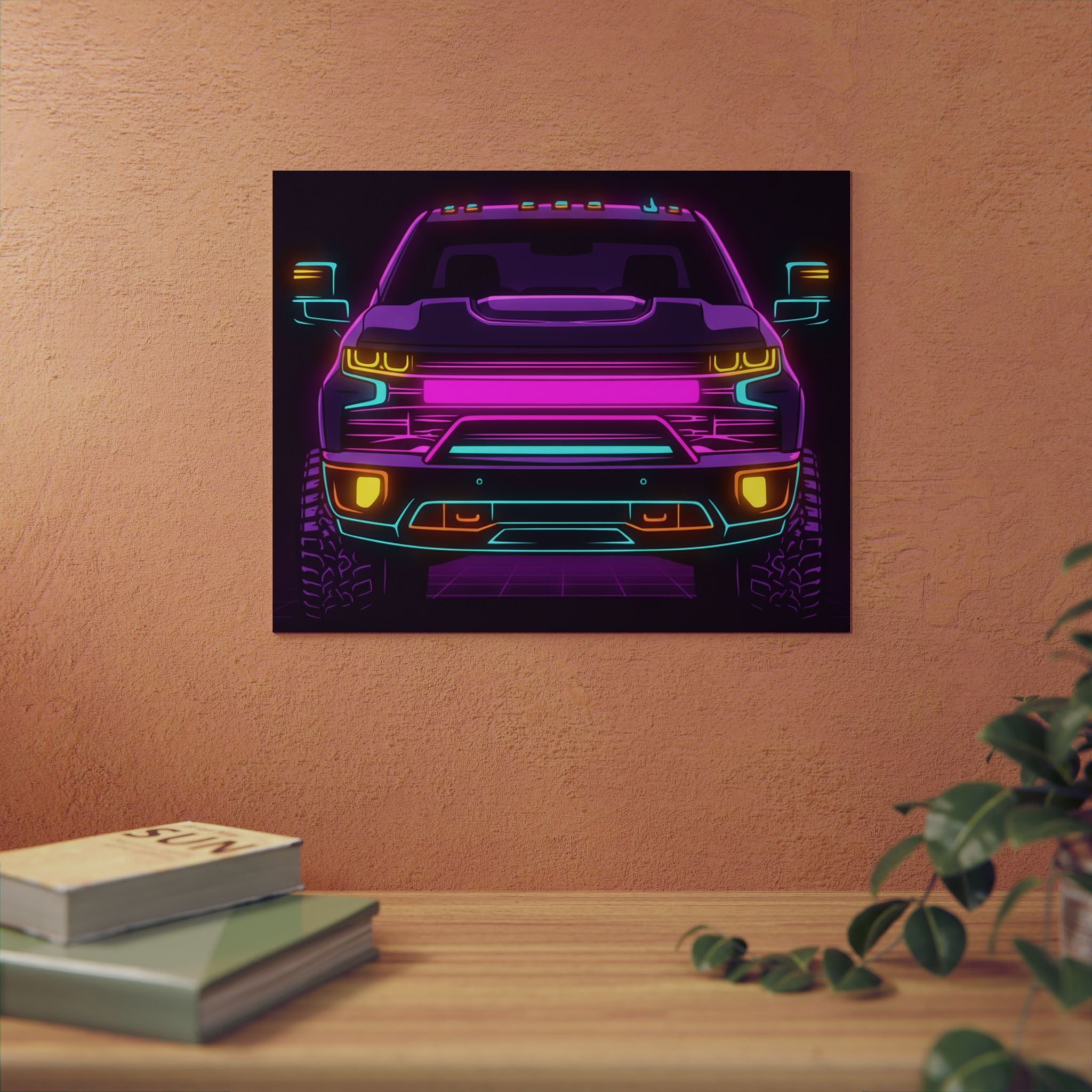 Chevy Silverado Trail Boss (2019+) Neon Synthwave Metal Wall Sign