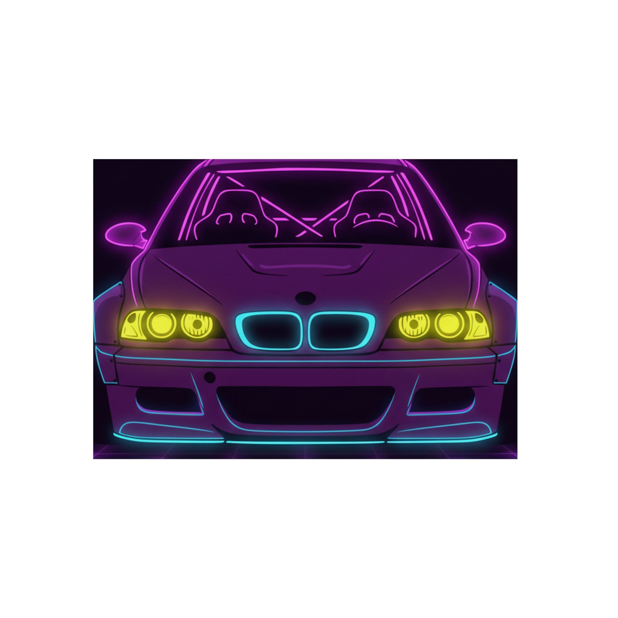 BMW E46 M3 (2000-06) Neon Synthwave Metal Wall Sign