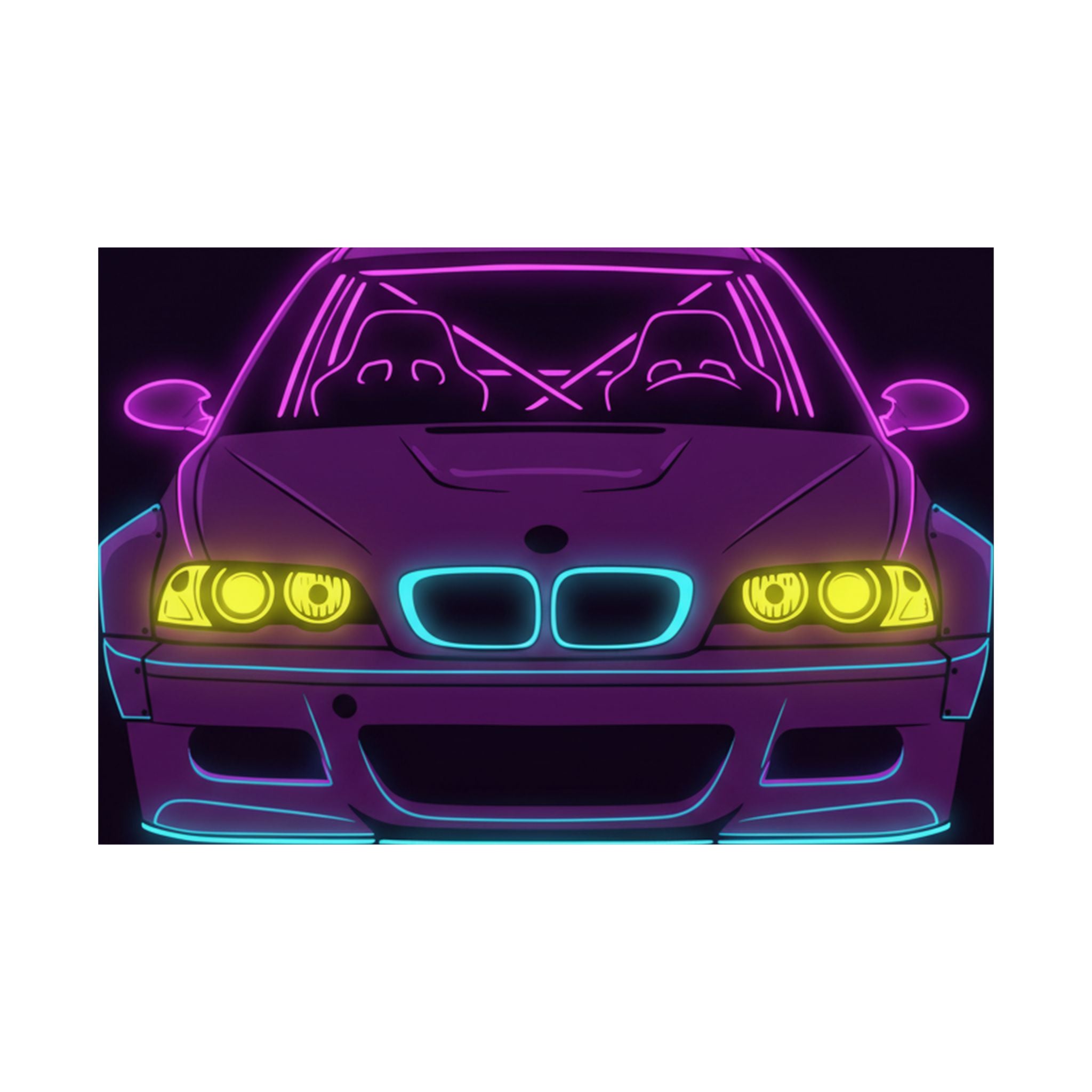 BMW E46 M3 (2000-06) Neon Synthwave Poster