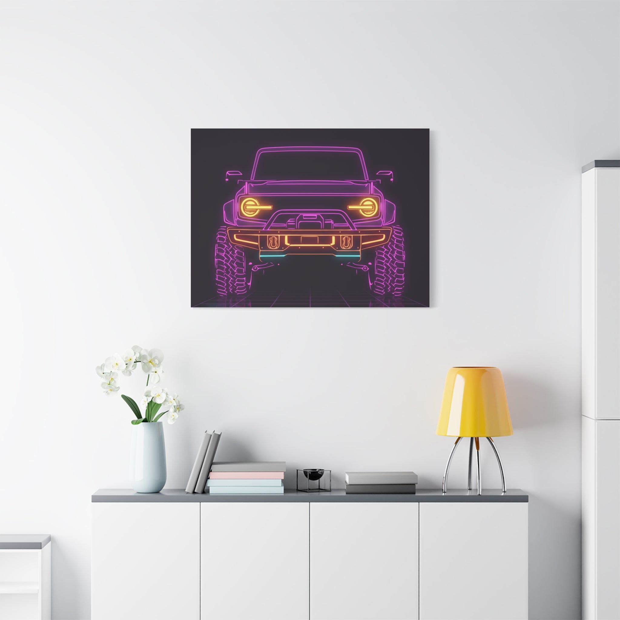 Ford Bronco (2021+) Neon Synthwave Canvas Wall Art