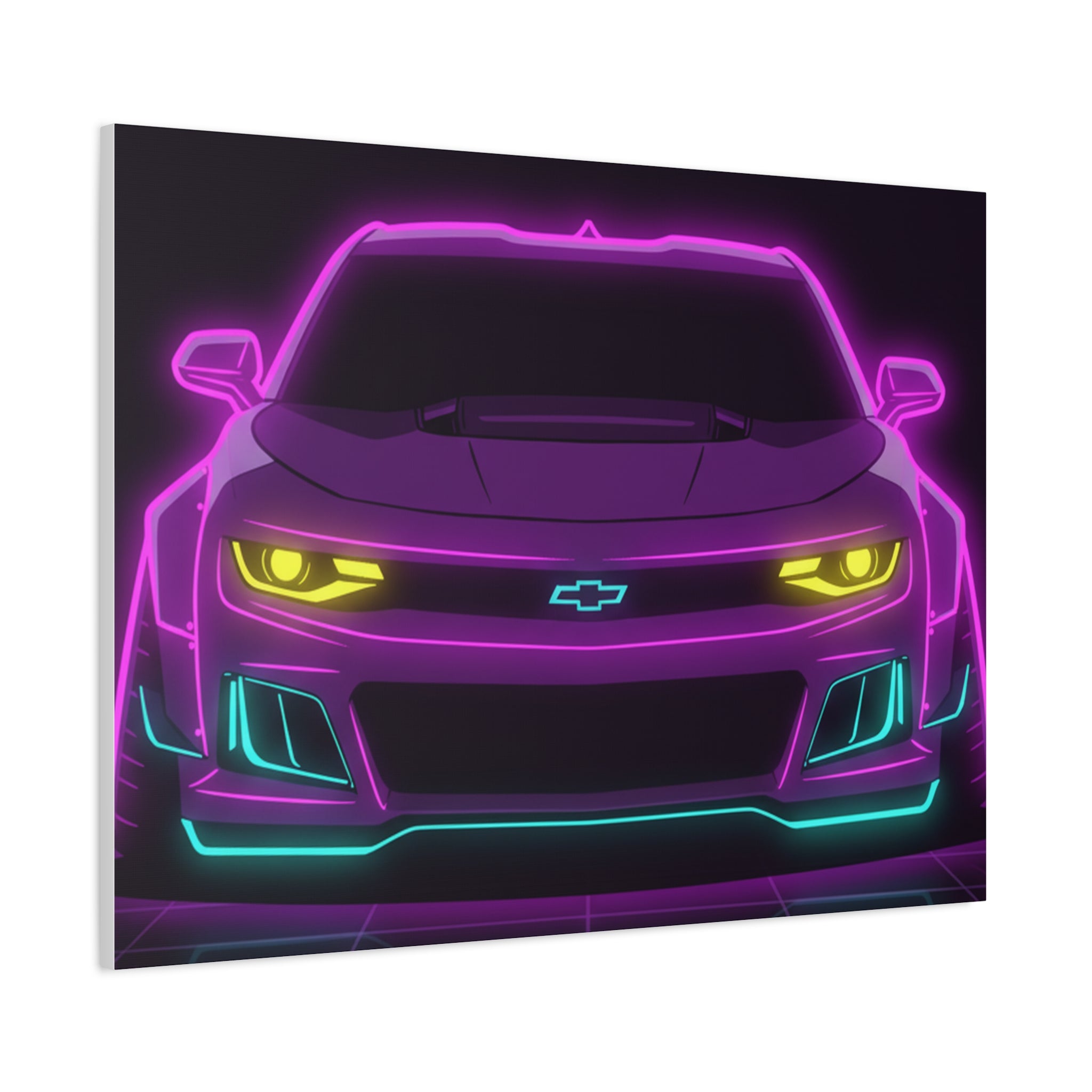 Chevrolet Camaro ZL1 Neon Synthwave Canvas Wall Art