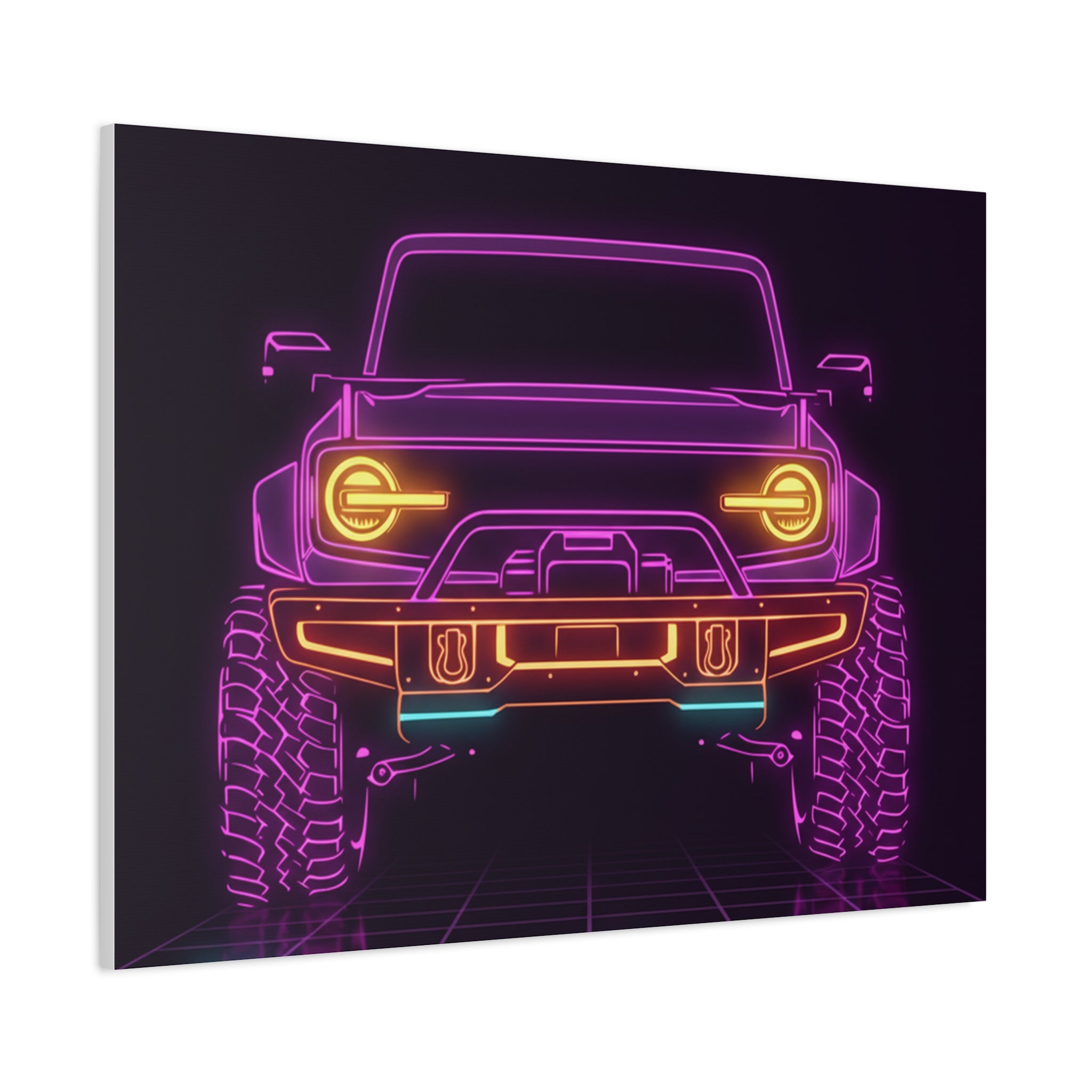 Ford Bronco (2021+) Neon Synthwave Canvas Wall Art