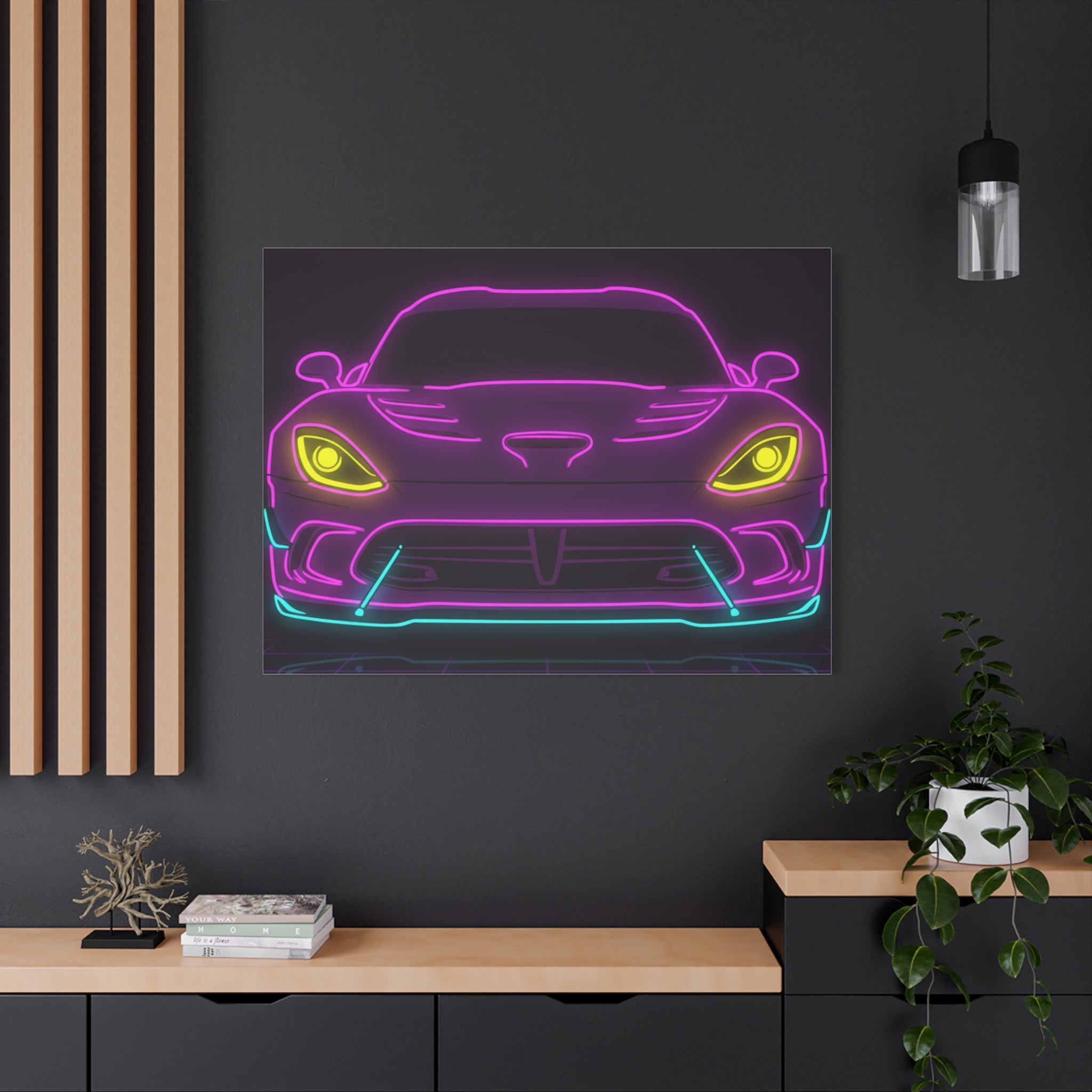 Dodge Viper (1992-17) Neon Synthwave Canvas Wall Art