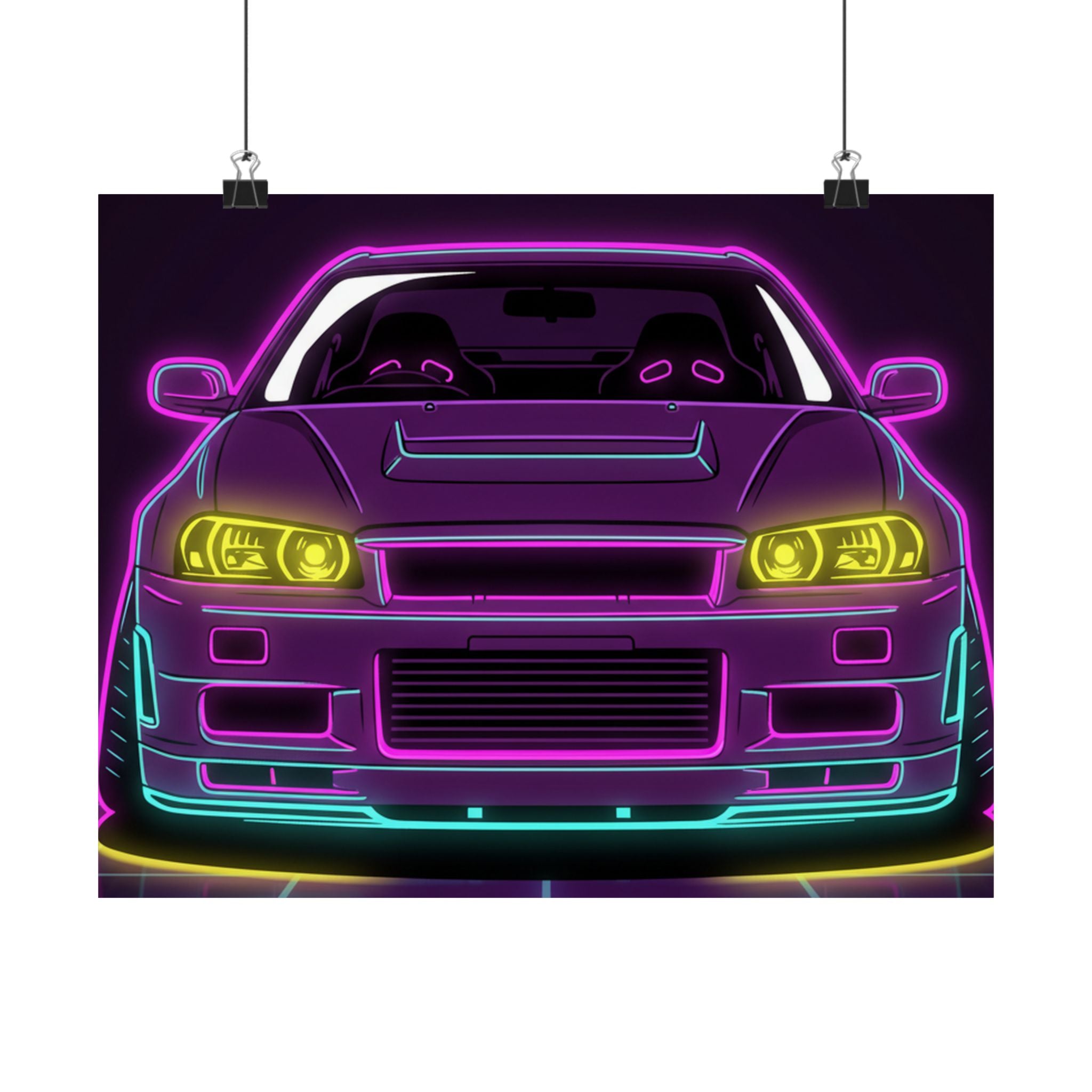 Nissan GT-R Neon Synthwave Poster
