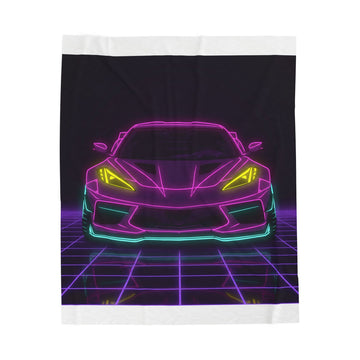 Corvette C8 (2020+) Neon Synthwave Velveteen Plush Blanket
