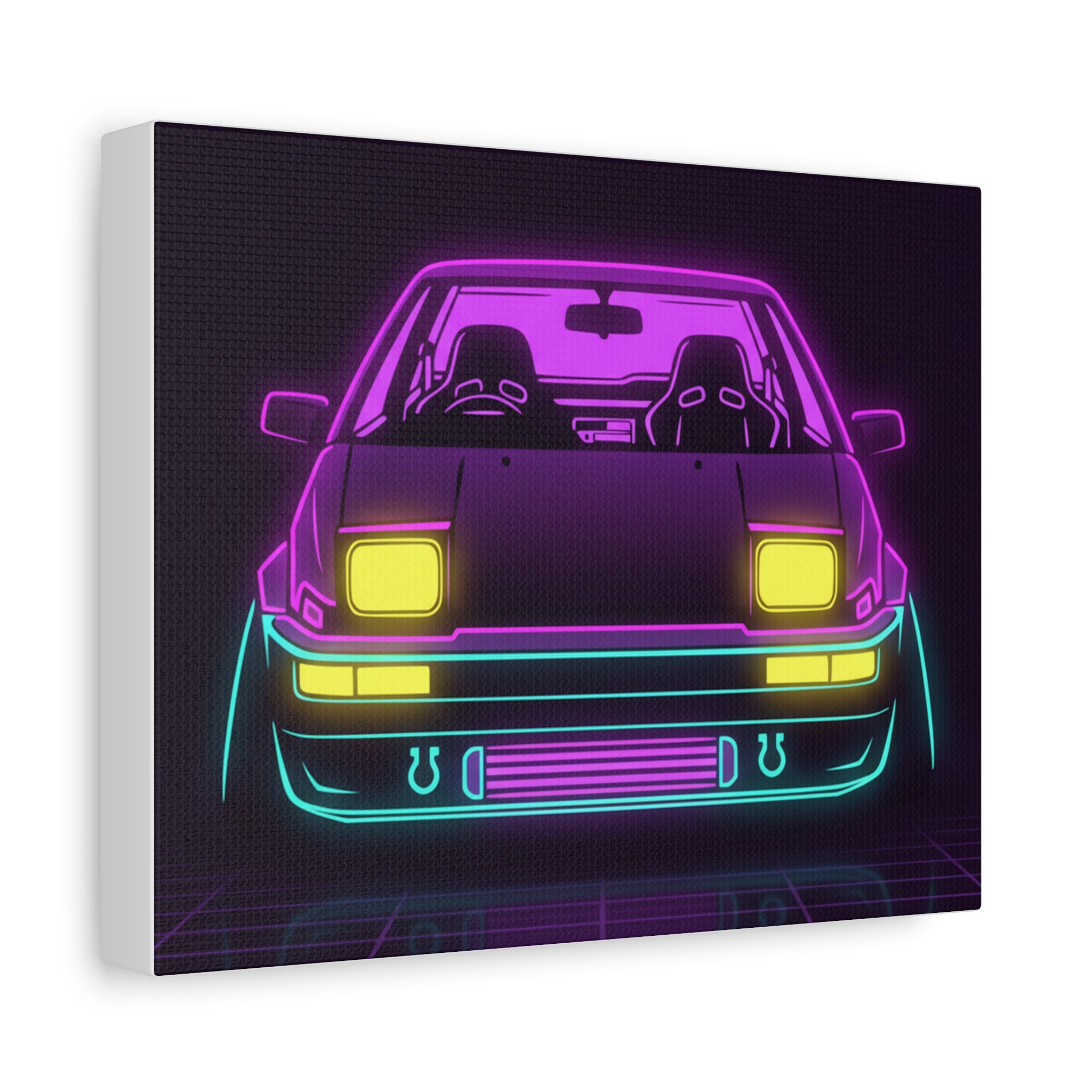 Toyota AE86 (1983-87) Neon Synthwave Canvas Wall Art