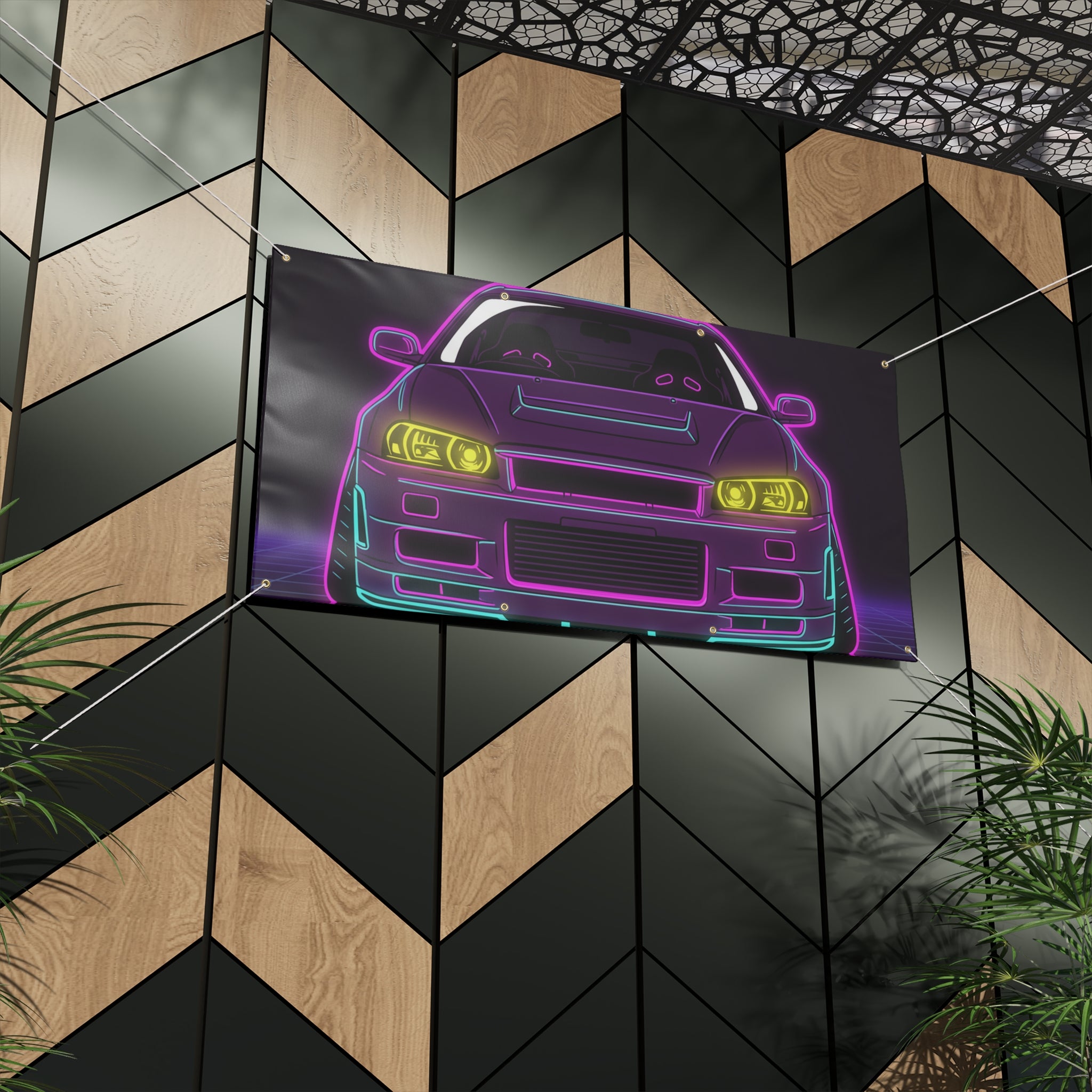 Nissan GT-R Neon Synthwave Banner