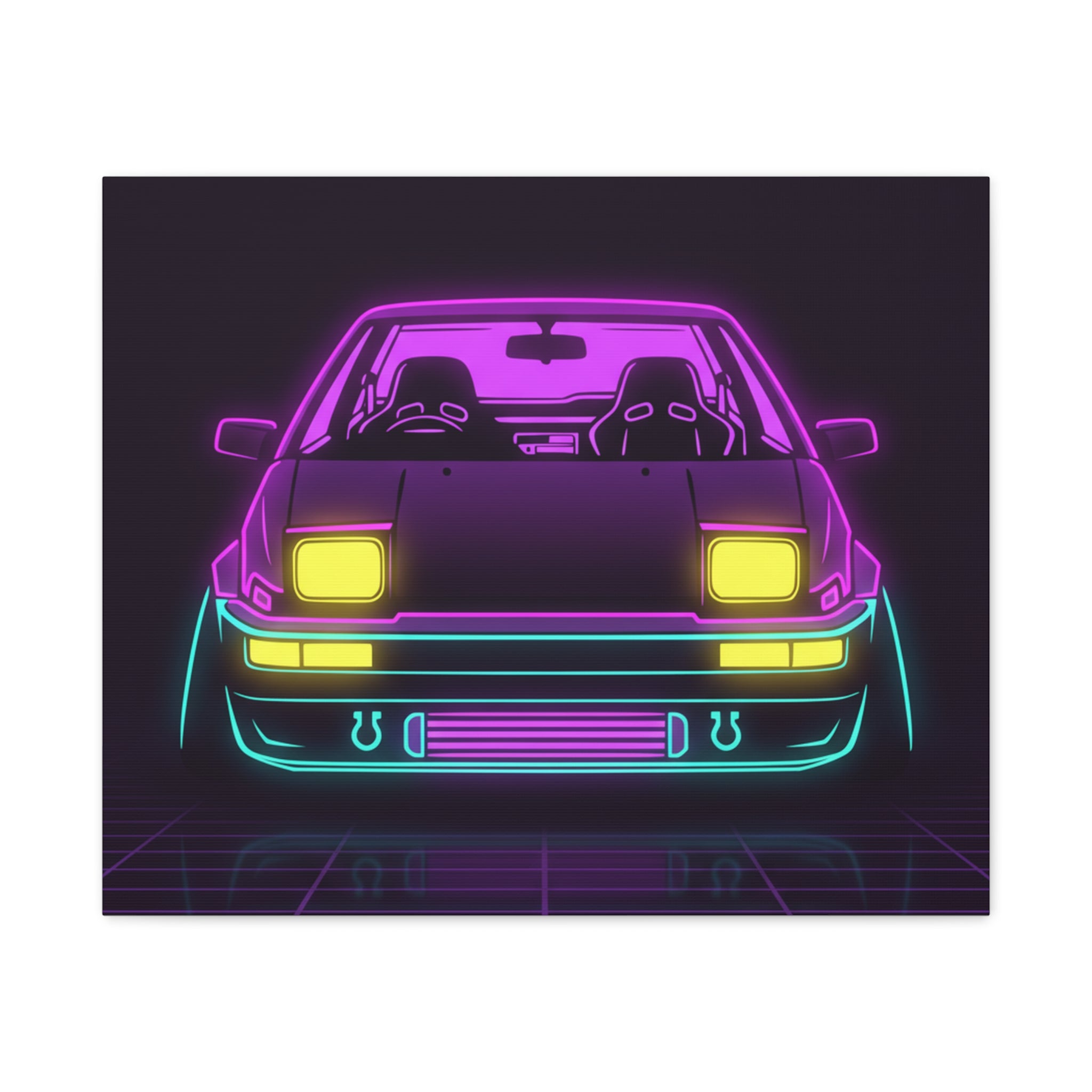 Toyota AE86 (1983-87) Neon Synthwave Canvas Wall Art