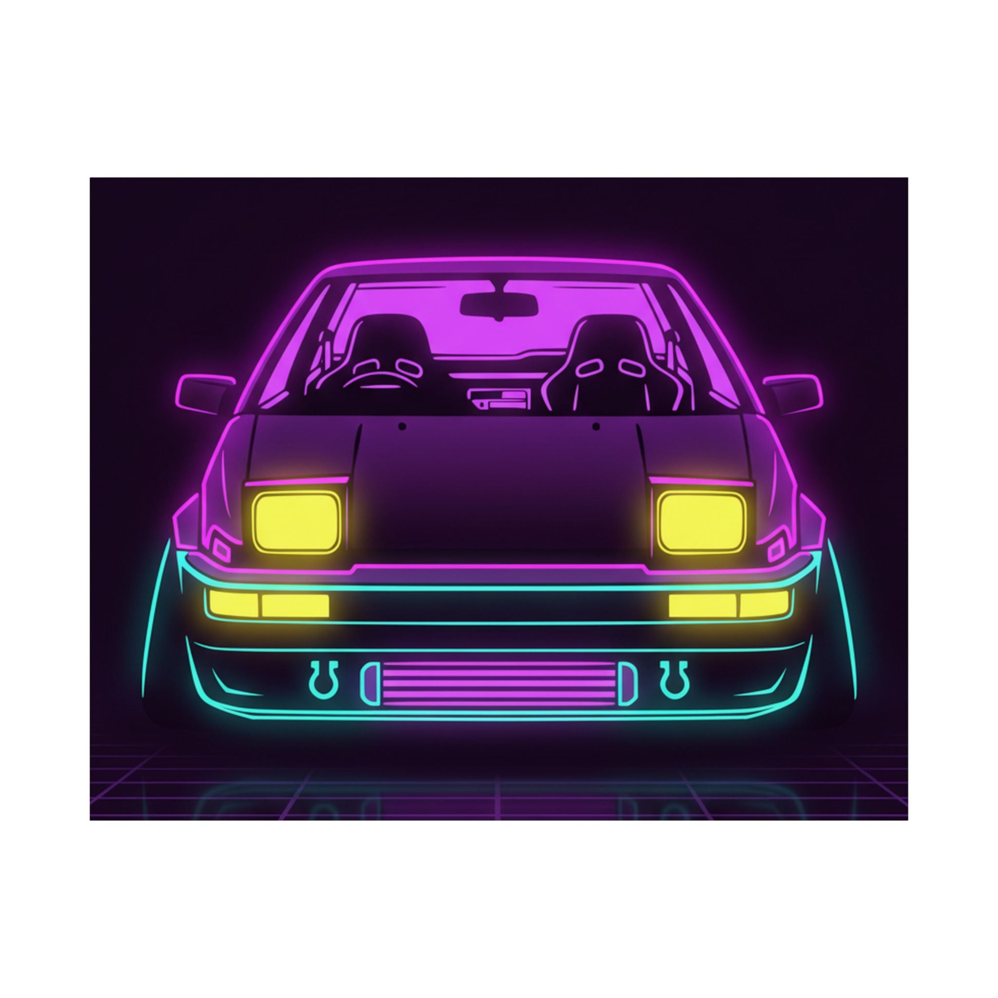 Toyota AE86 (1983-87) Neon Synthwave Poster