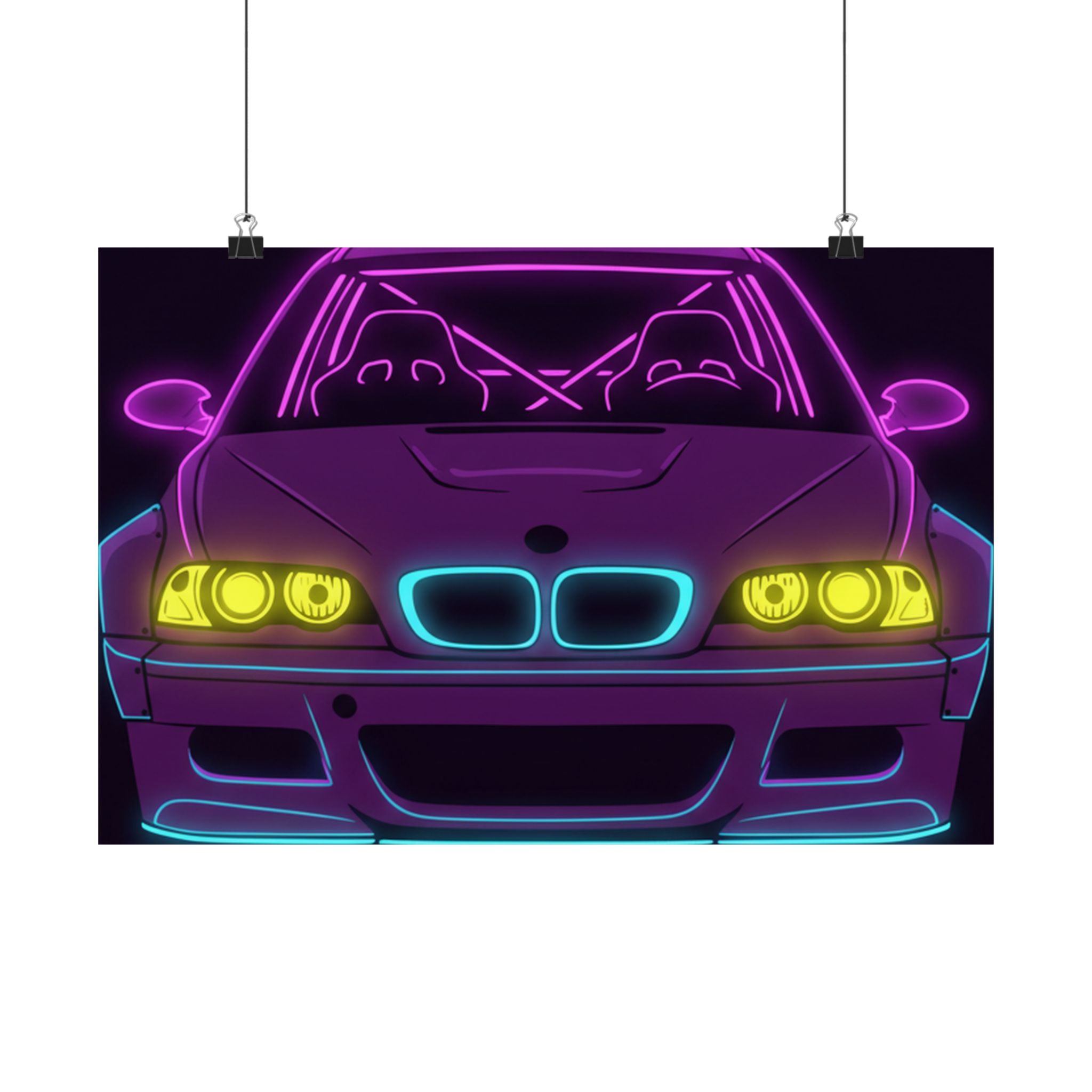 BMW E46 M3 (2000-06) Neon Synthwave Poster