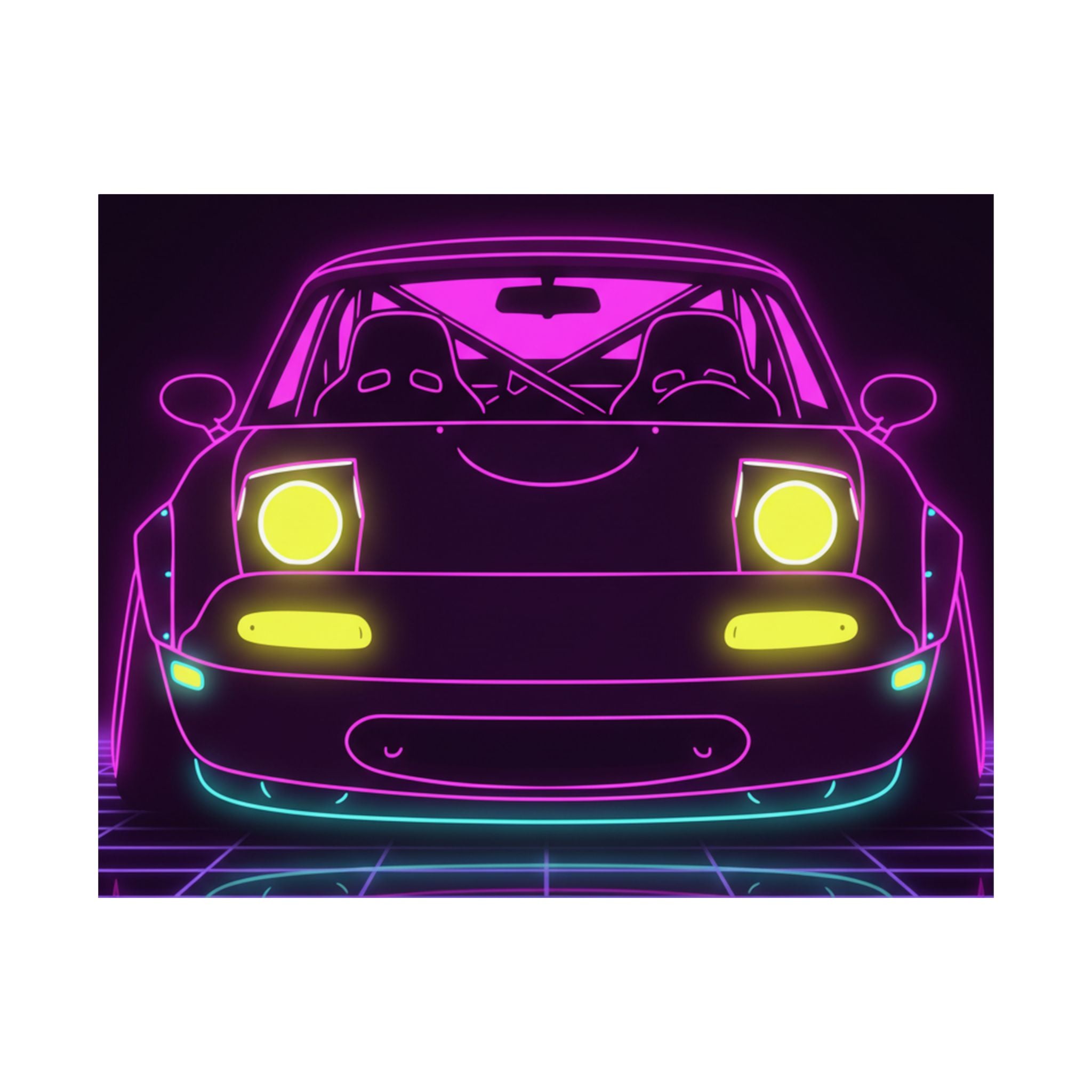 Mazda Miata NA (1989-97) Neon Synthwave Poster