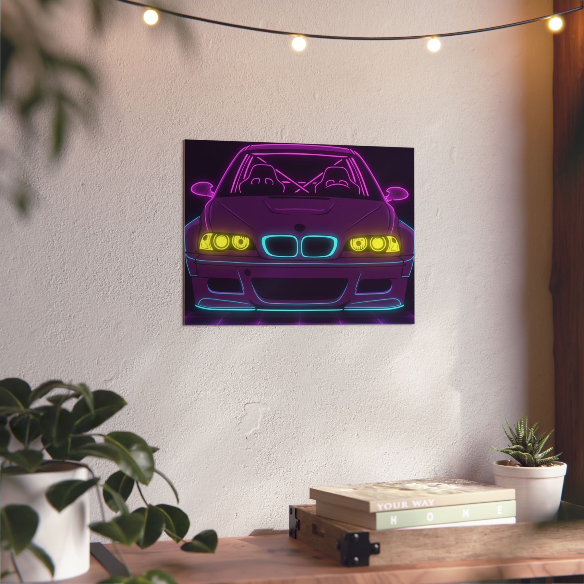 BMW E46 M3 (2000-06) Neon Synthwave Metal Wall Sign