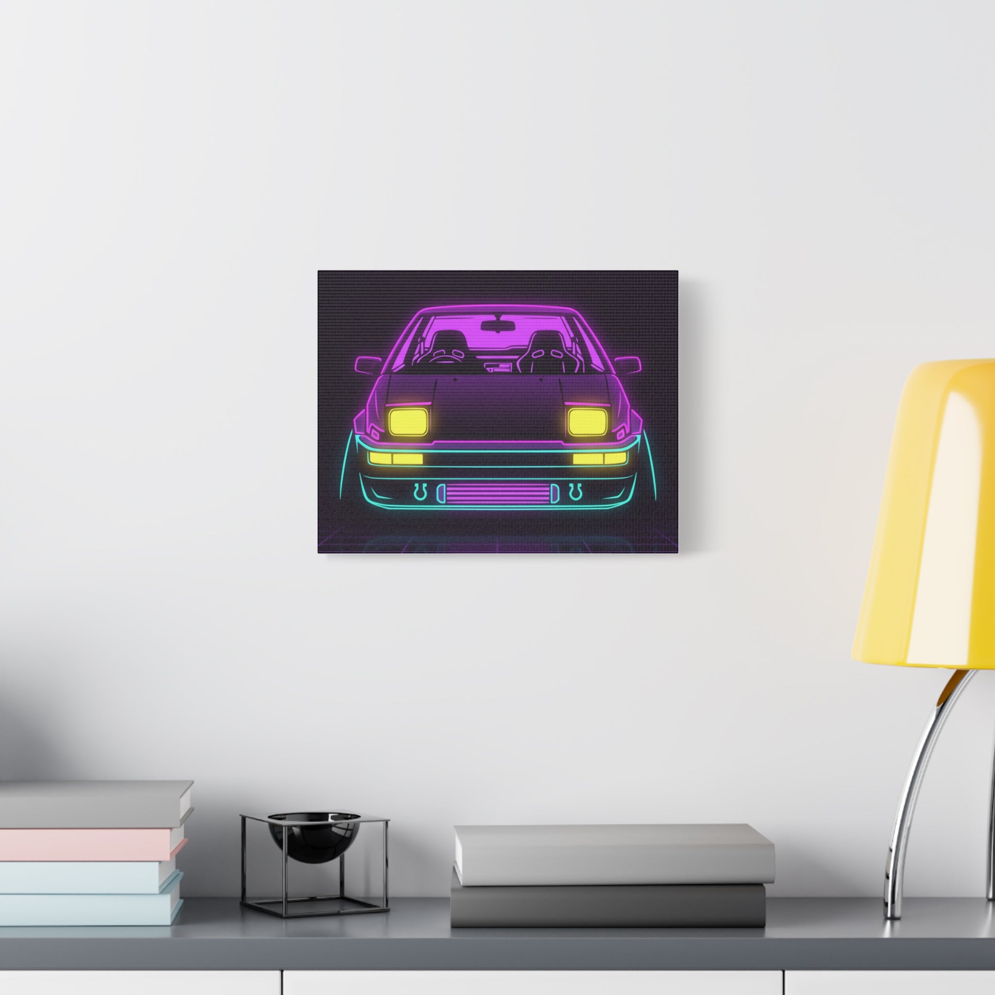 Toyota AE86 (1983-87) Neon Synthwave Canvas Wall Art