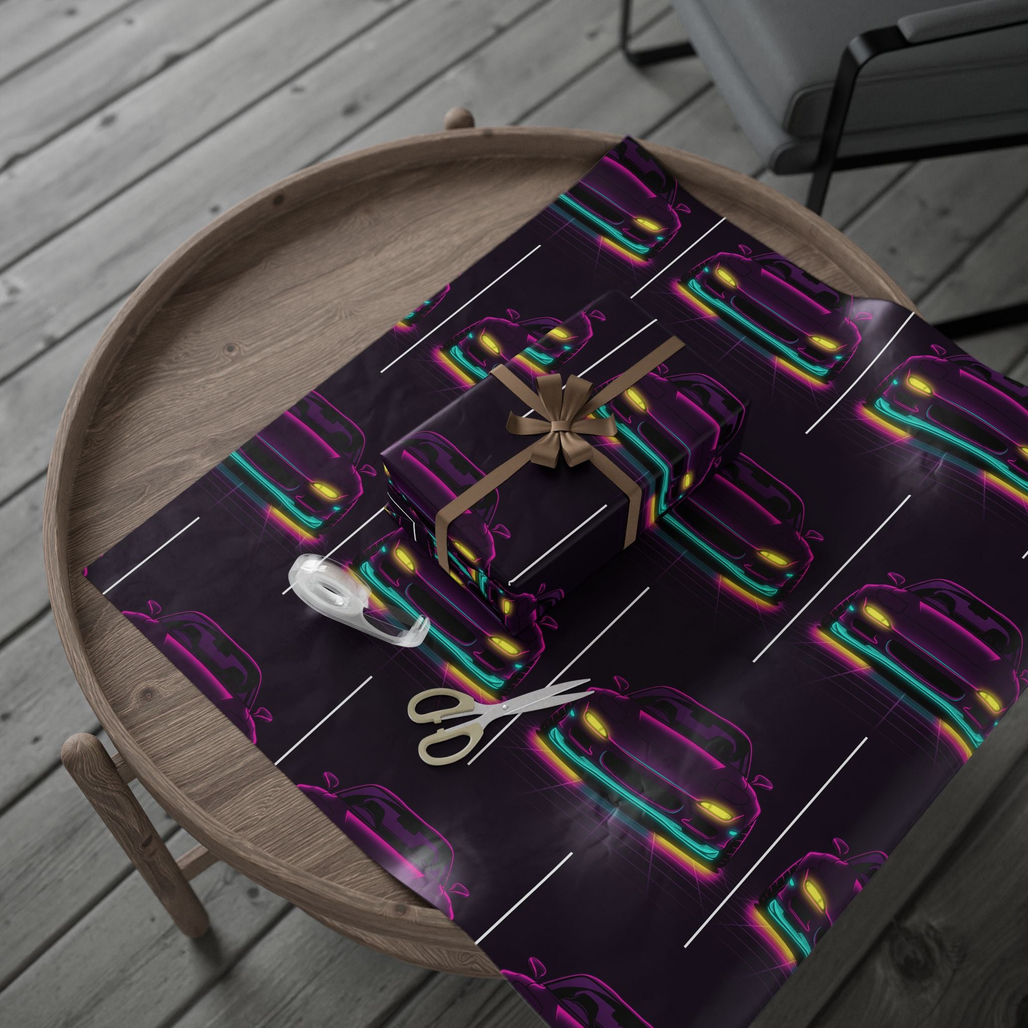 Mazda RX-7 FD Neon Synthwave Gift Wrapping Paper